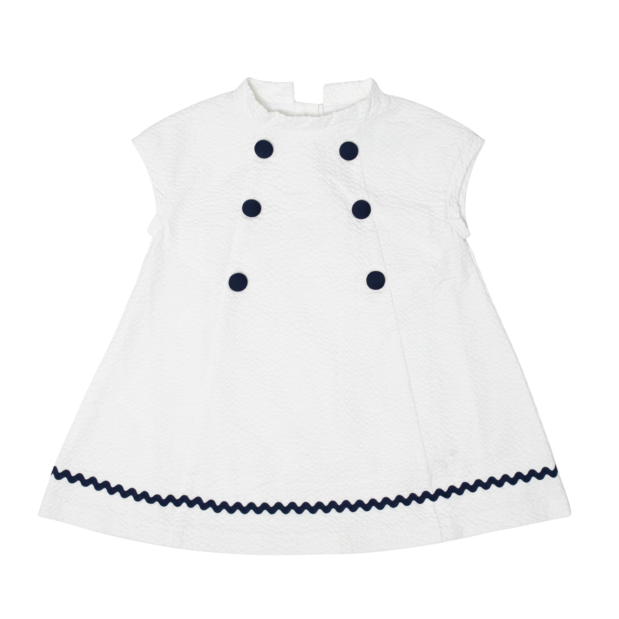 Isabel Dress in Classic White Seersucker - Henry Duvall