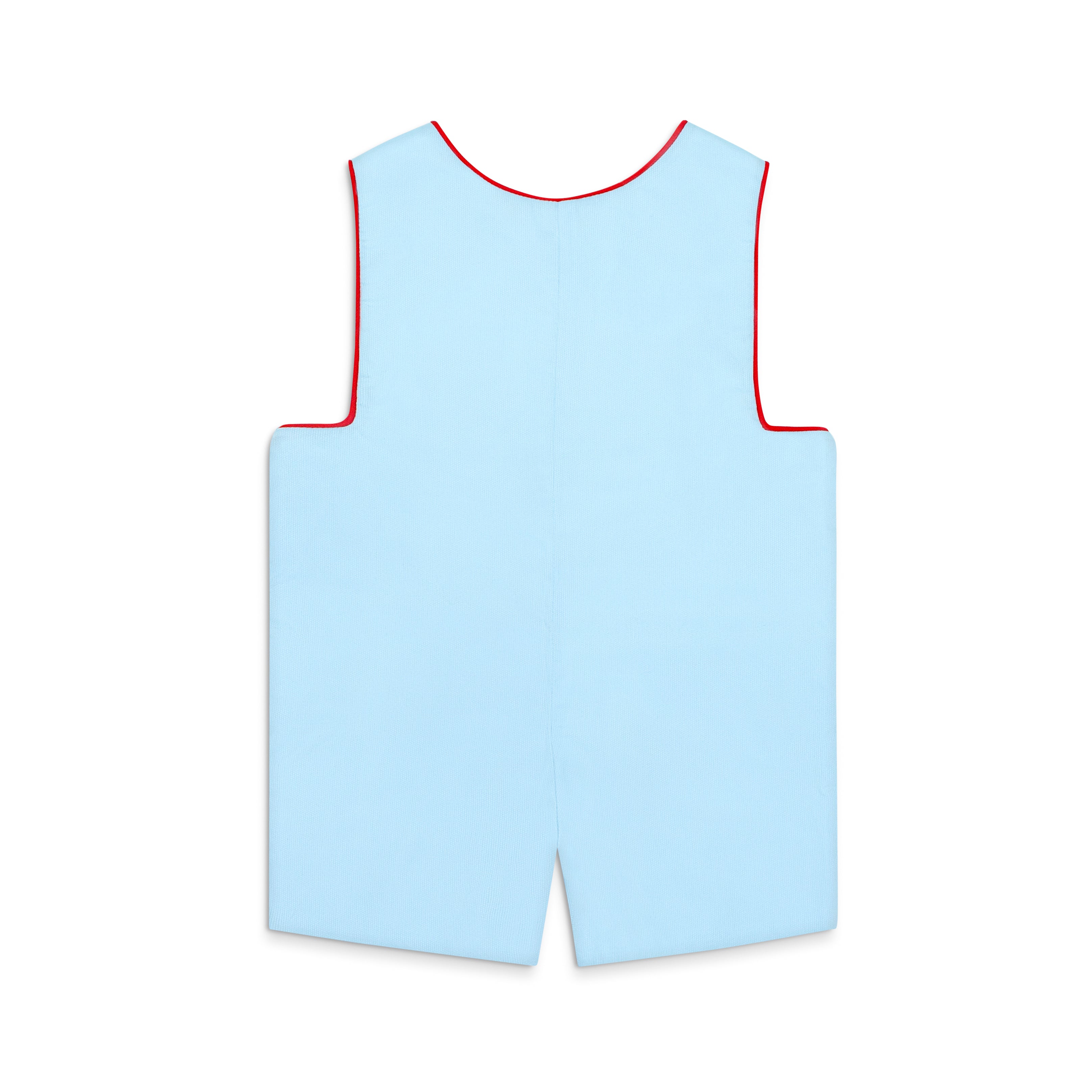 Henry Duvall Jennings Jon Jon in light blue with crayon embroidery, classic toddler boy back-to-school outfit for first day of school photos and fall occasions.