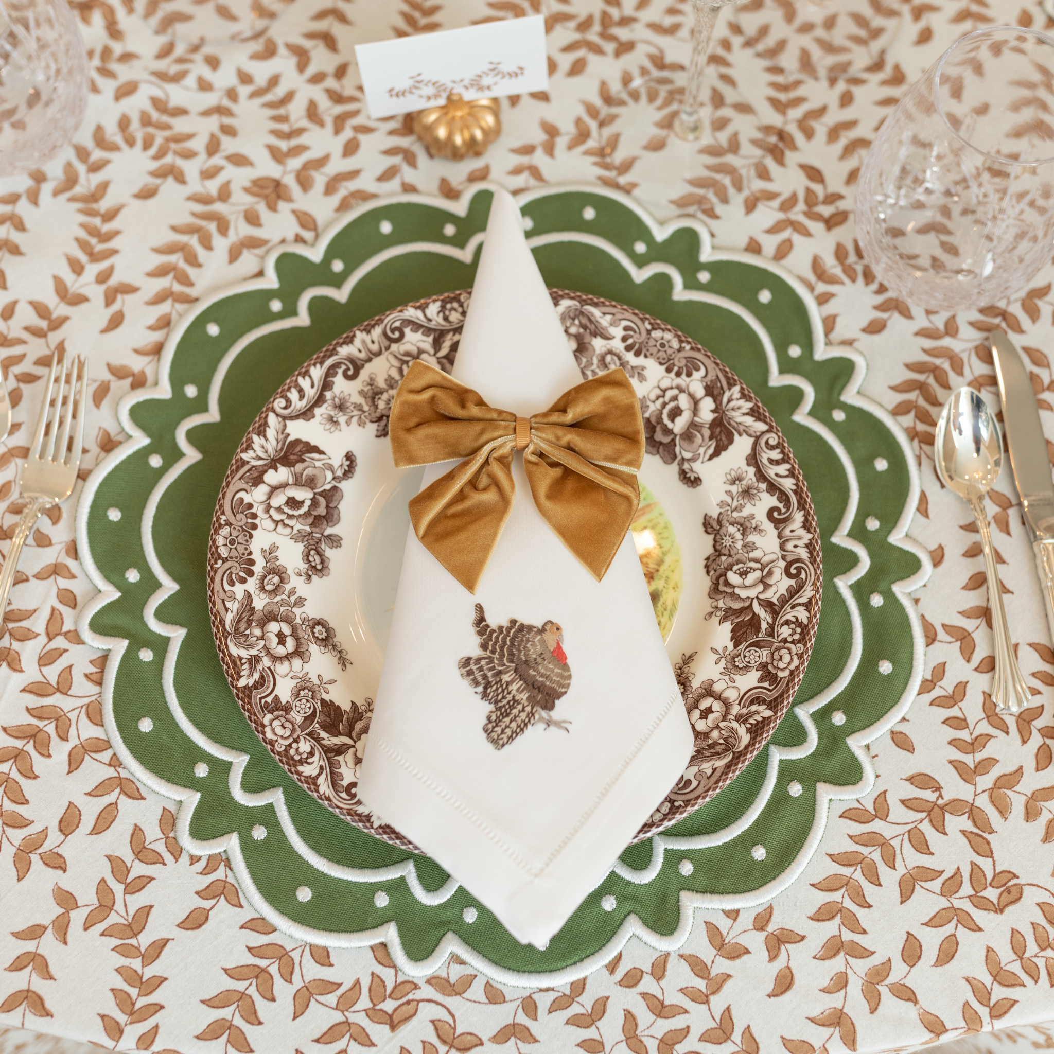 Thanksgiving Embroidered Turkey Napkins