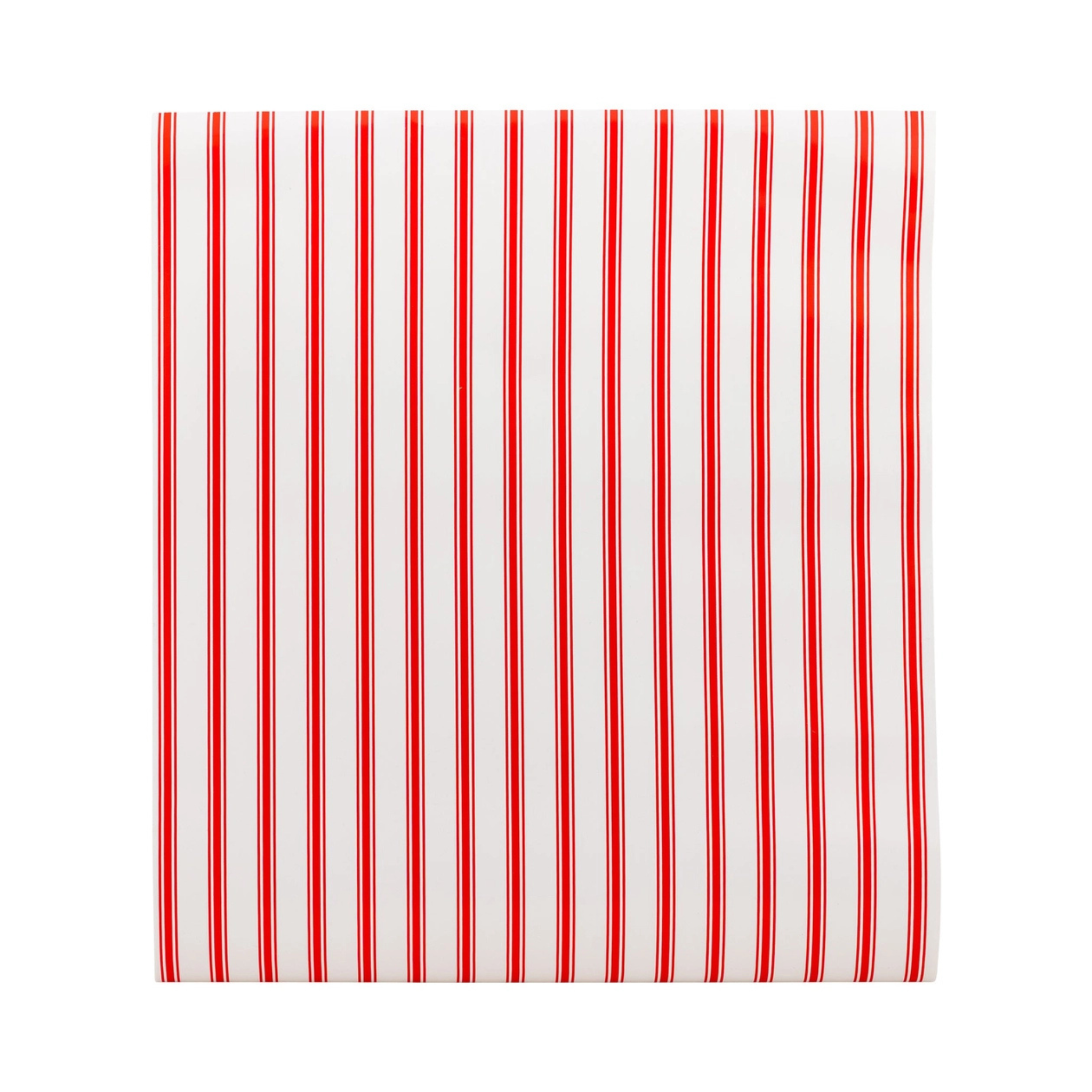 Classic red and white striped Christmas table runner, perfect for festive holiday tablescapes and seasonal dining decor
