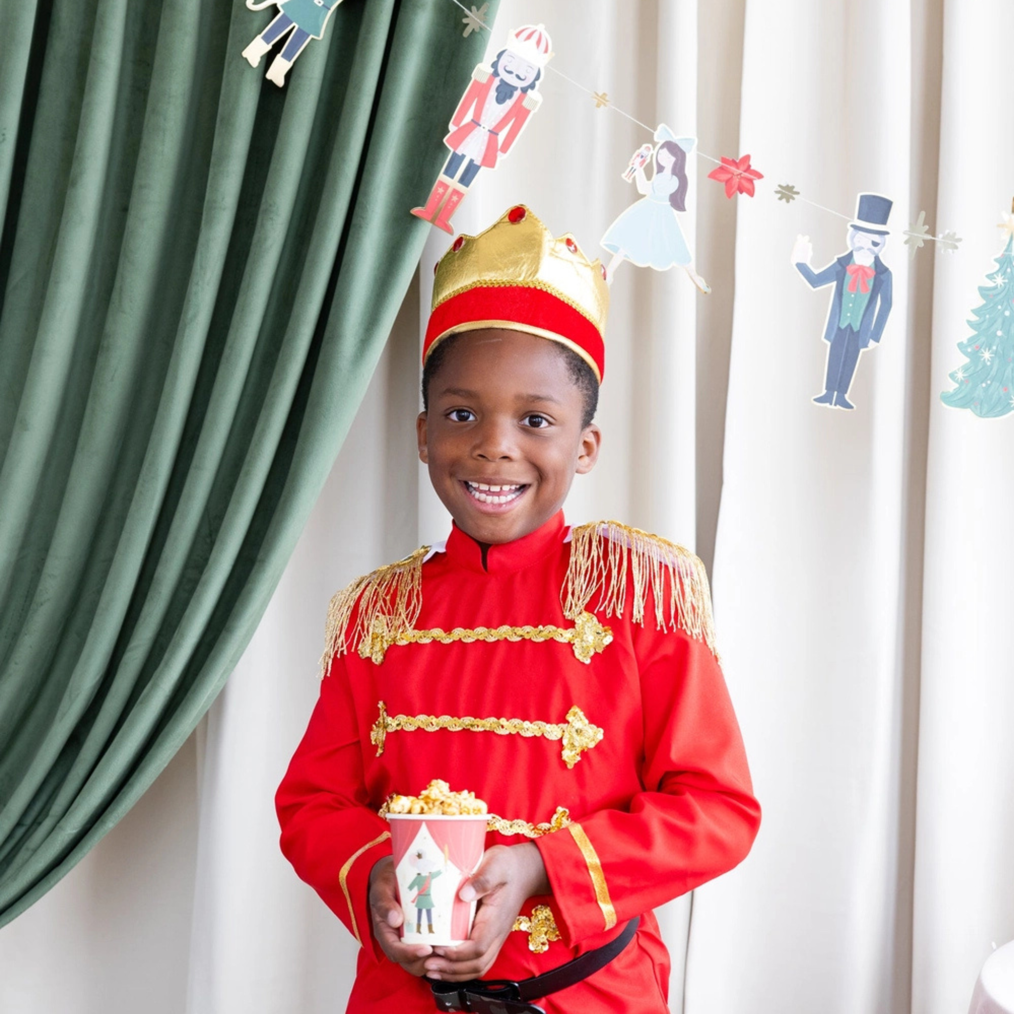 Set of 8 festive paper cups featuring a colorful nutcracker design, perfect for holiday drinks and Christmas party celebrations
