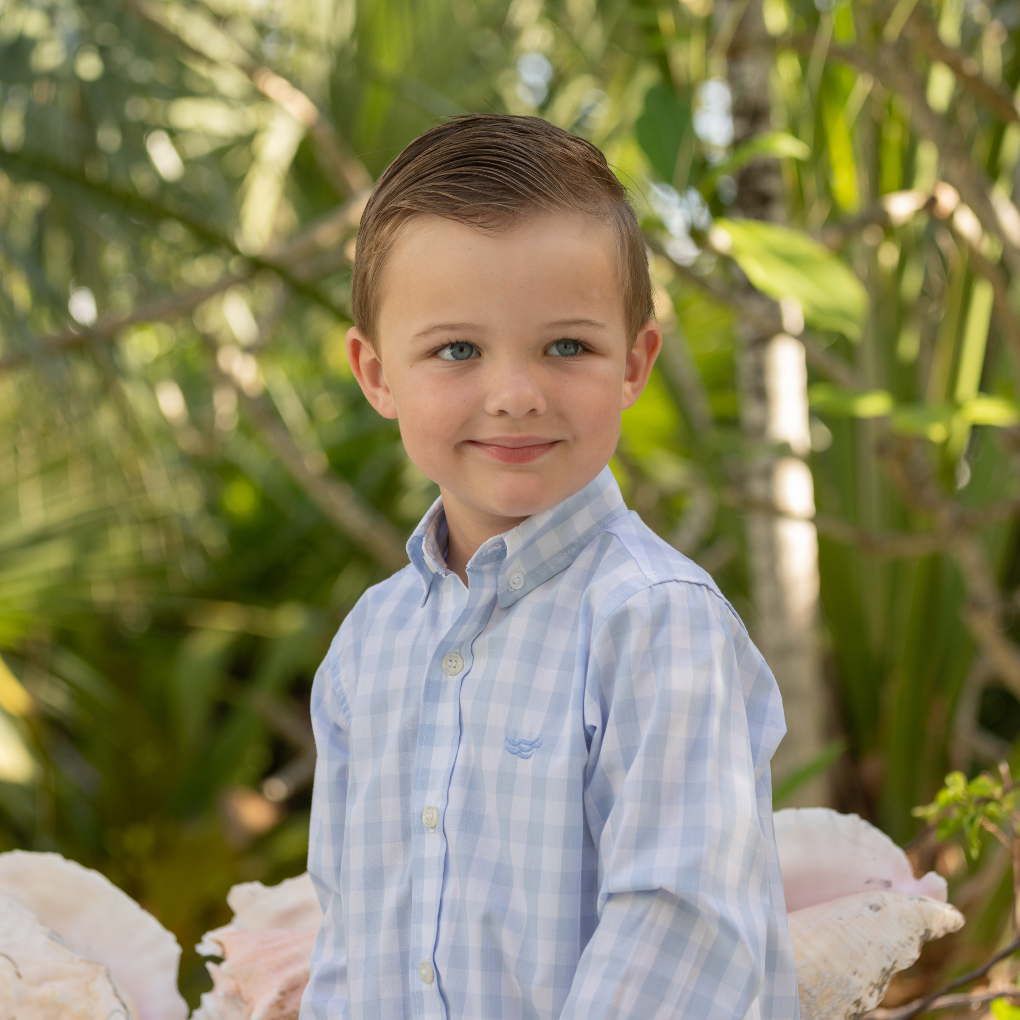 Henry Duvall blue gingham Bennett button down shirt in soft cotton, classic preppy boys spring wardrobe staple for Easter and sibling matching