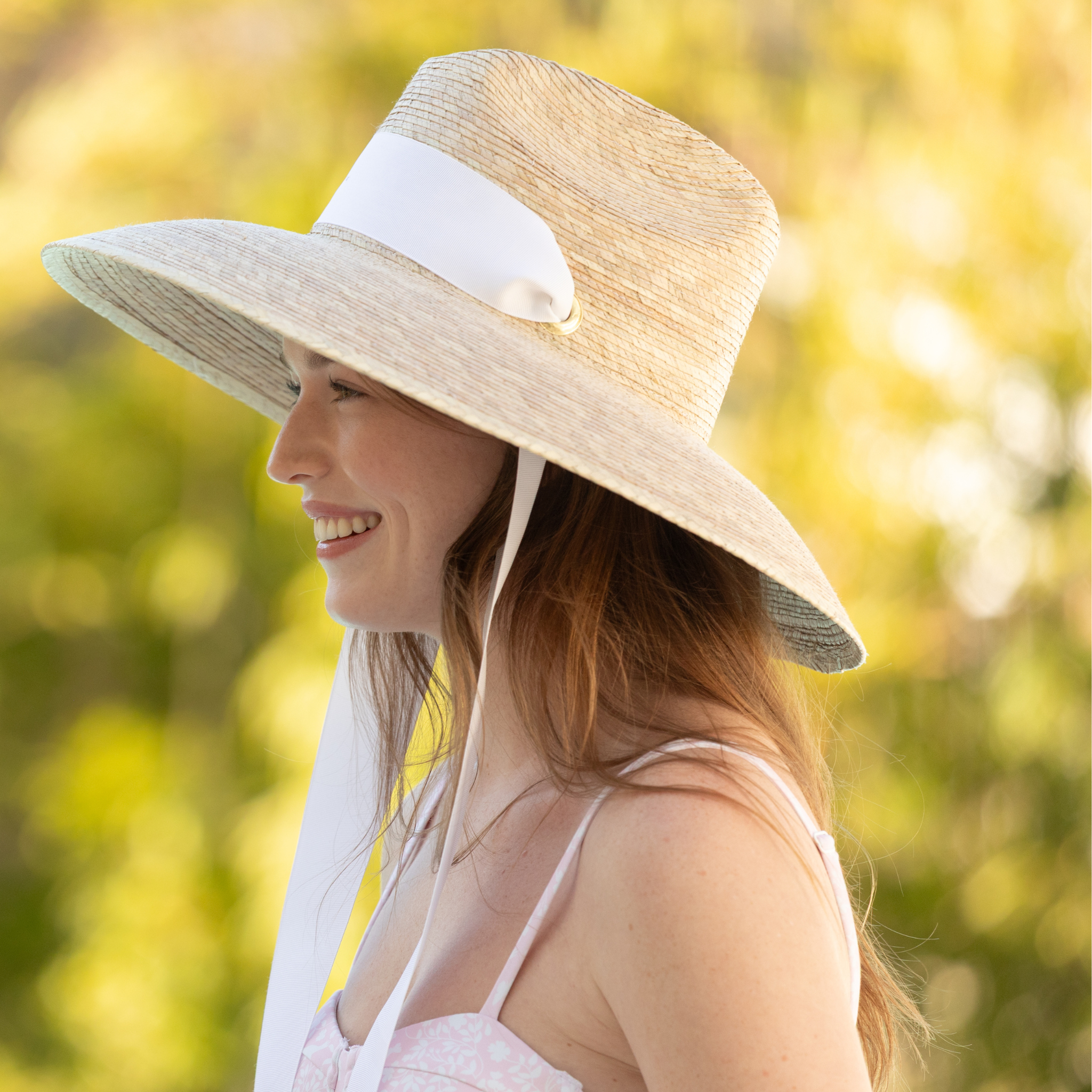 Hollyhock Sun Hat - White Long Grosgrain Ribbon - Henry Duvall