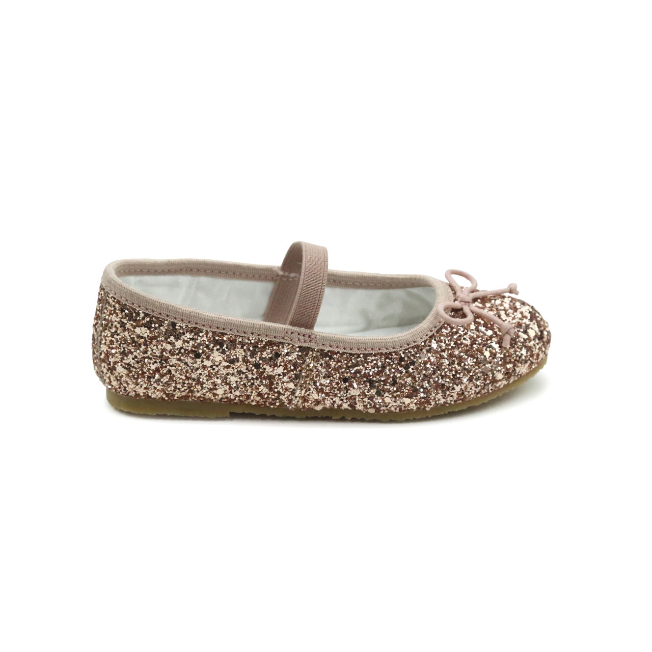 Girls glitter ballet flats by L’Amour with elastic strap and cushioned insole, perfect for parties, holidays, and pairing with Henry Duvall dresses