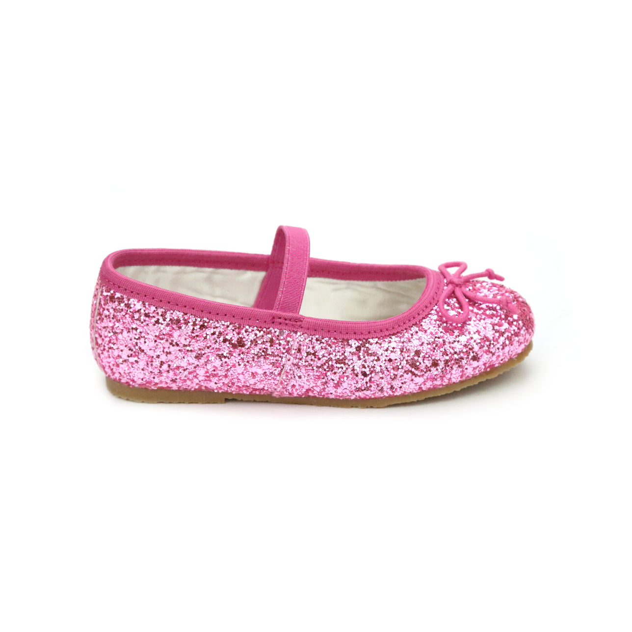 Girls glitter ballet flats by L’Amour with elastic strap and cushioned insole, perfect for parties, holidays, and pairing with Henry Duvall dresses