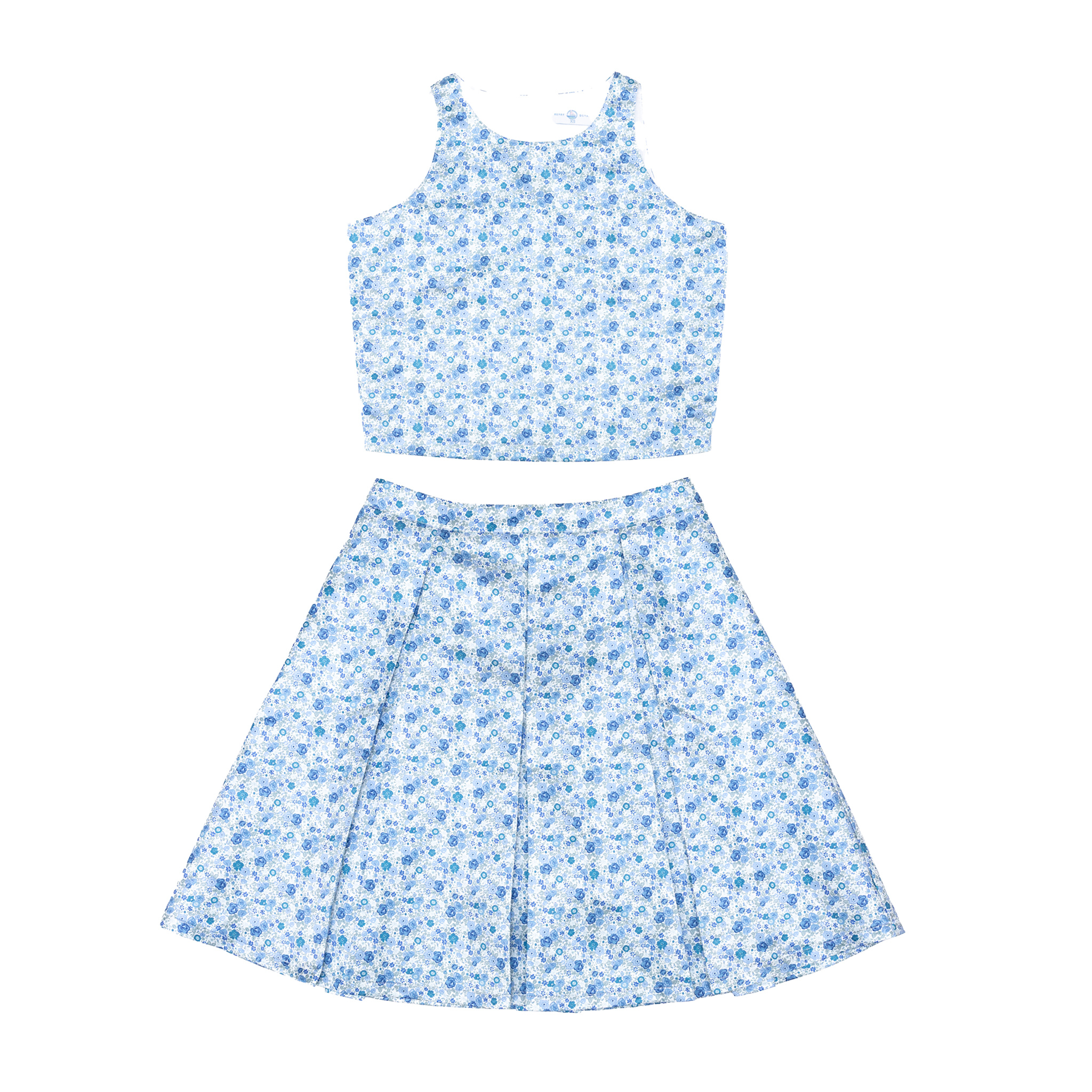 Henry Duvall Jackie Set in Prescott Petals floral taffeta, classic fall two-piece women’s outfit with pleated skirt and tailored top for coordinated family dressing