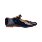 Elephantito navy patent leather Mary Jane with cut-out detail and adjustable strap, classic girls’ dress shoe for fall outfits, school events, and special occasions at Henry Duvall