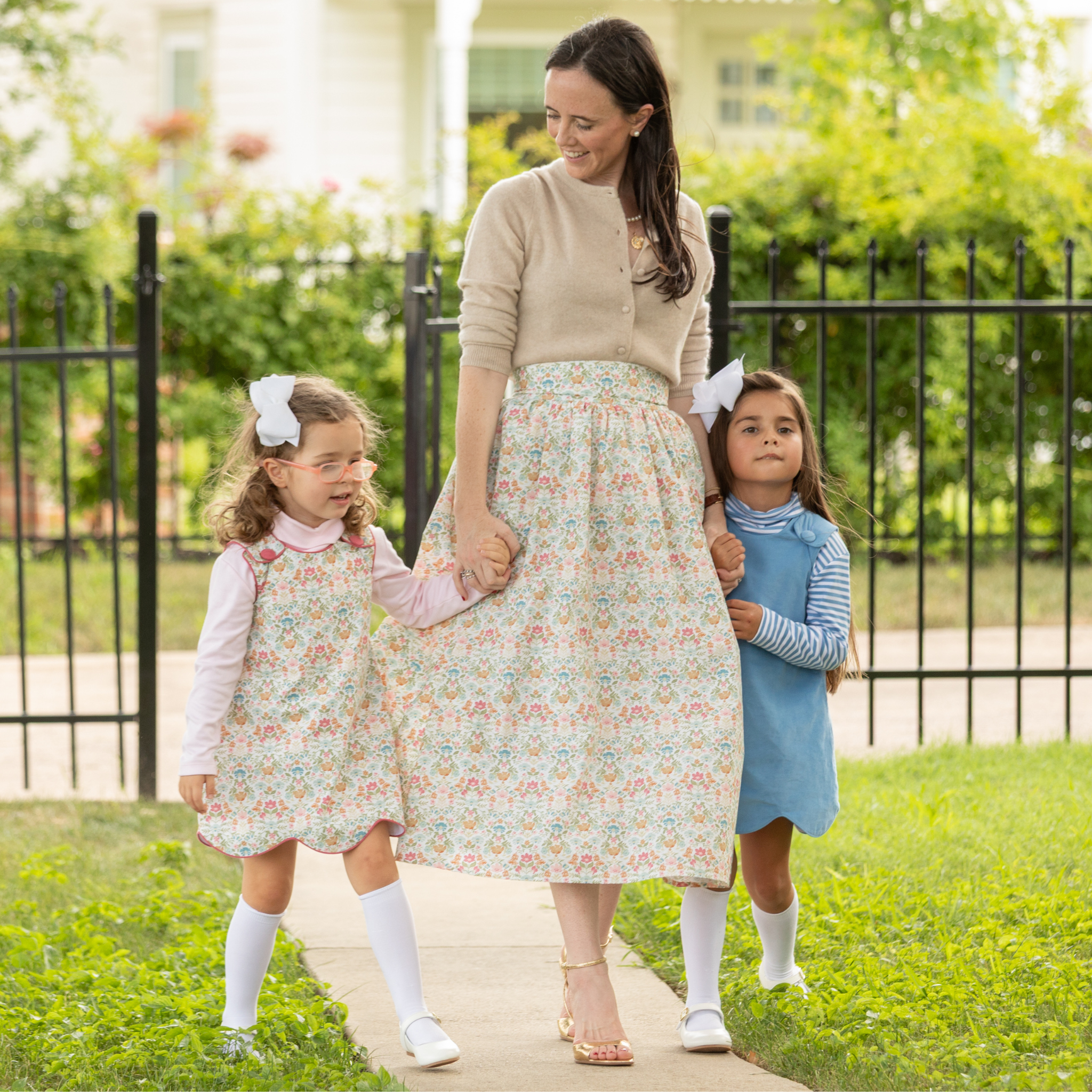 Henry Duvall Audrey Skirt for women in Fall Floral, featuring a full pleated midi silhouette in a multicolor autumn floral print.