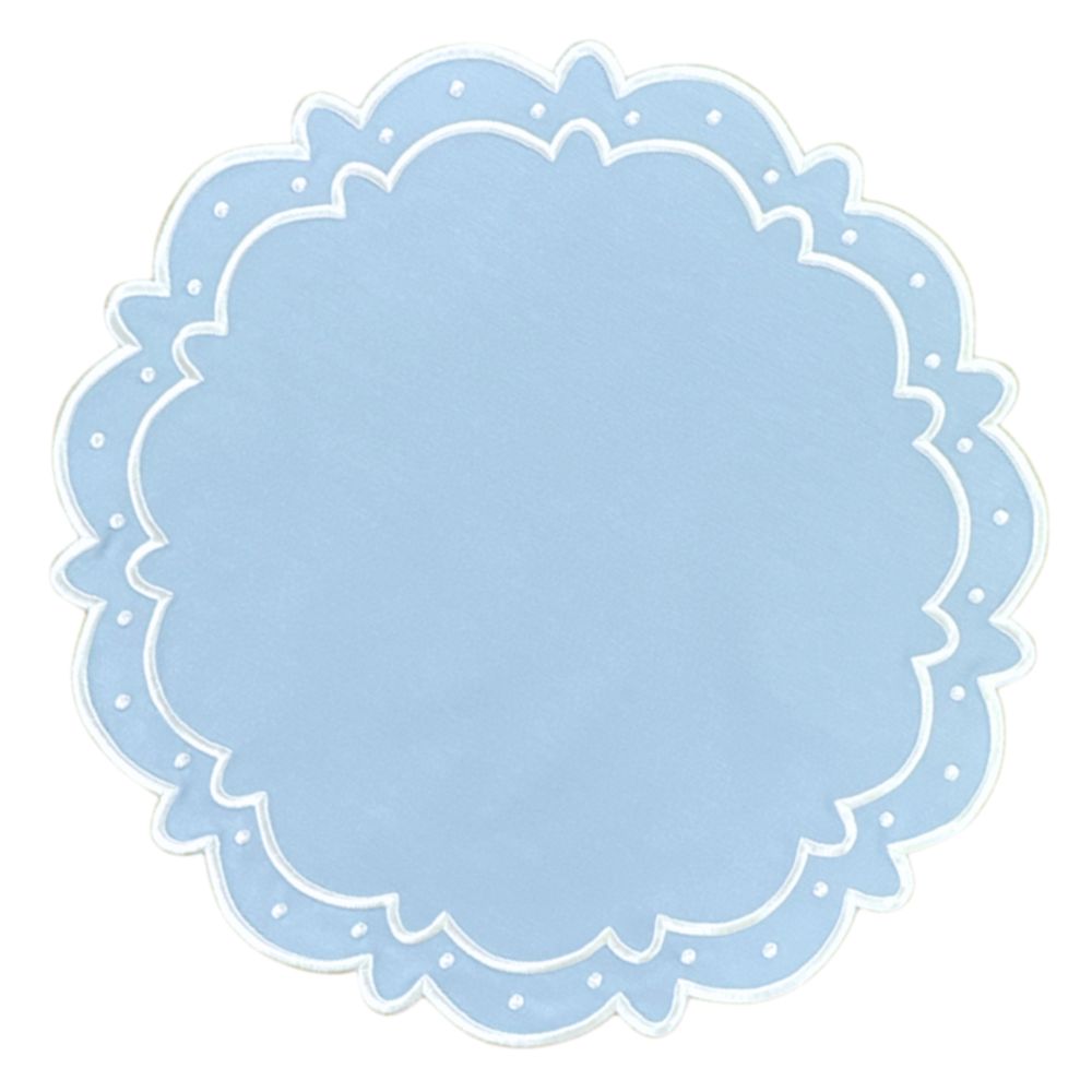 Decorative light blue circle with white border on a white background