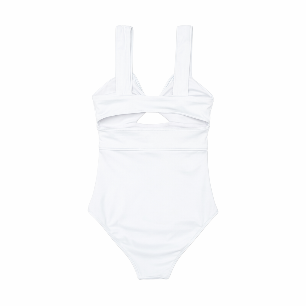 Classic women’s one piece swimsuit with flattering cutouts, bow detail, and full coverage in UPF 50+ swim fabric by Henry Duvall