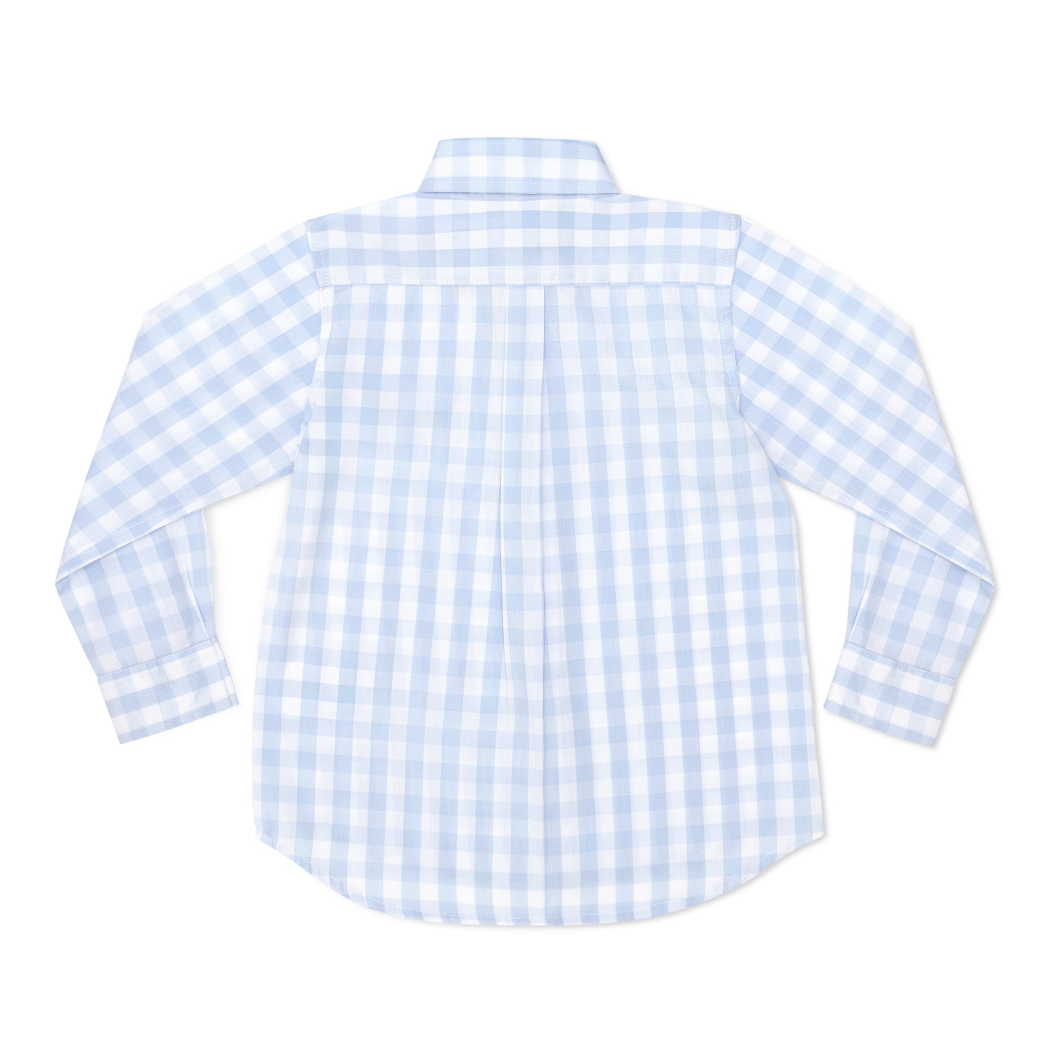 Henry Duvall blue gingham Bennett button down shirt in soft cotton, classic preppy boys spring wardrobe staple for Easter and sibling matching