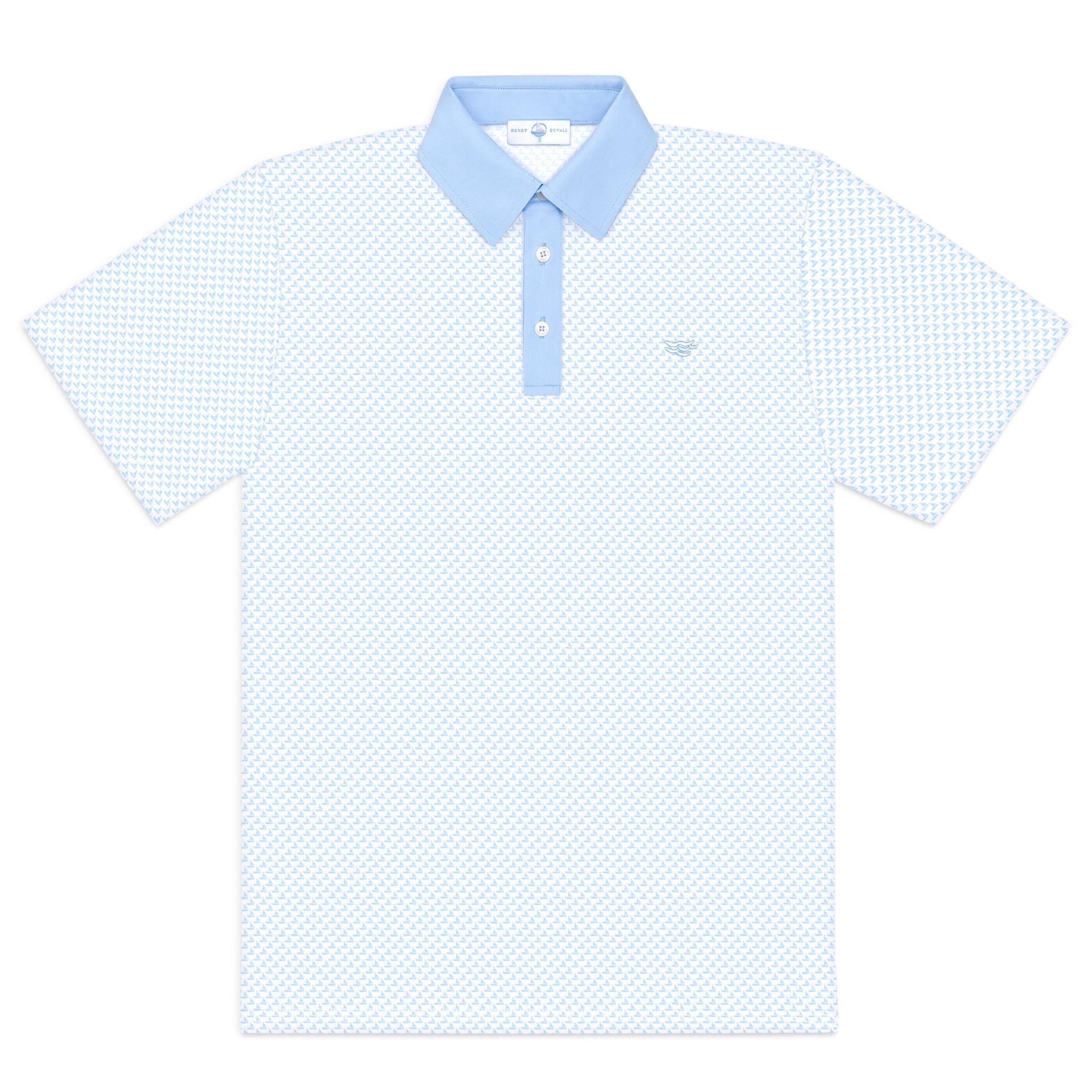 Henry Duvall men’s performance polo in breathable stretch fabric, classic preppy short sleeve polo shirt for golf, work, and everyday wear.