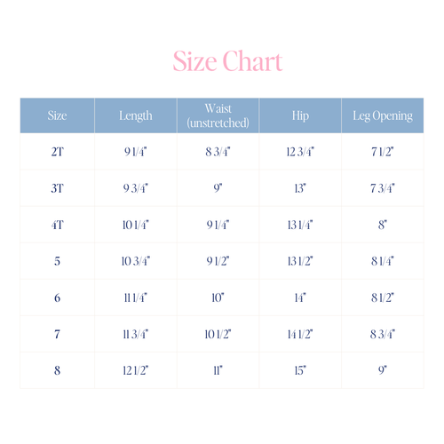 Liam Shorts in Tucker's Town Toile size chart