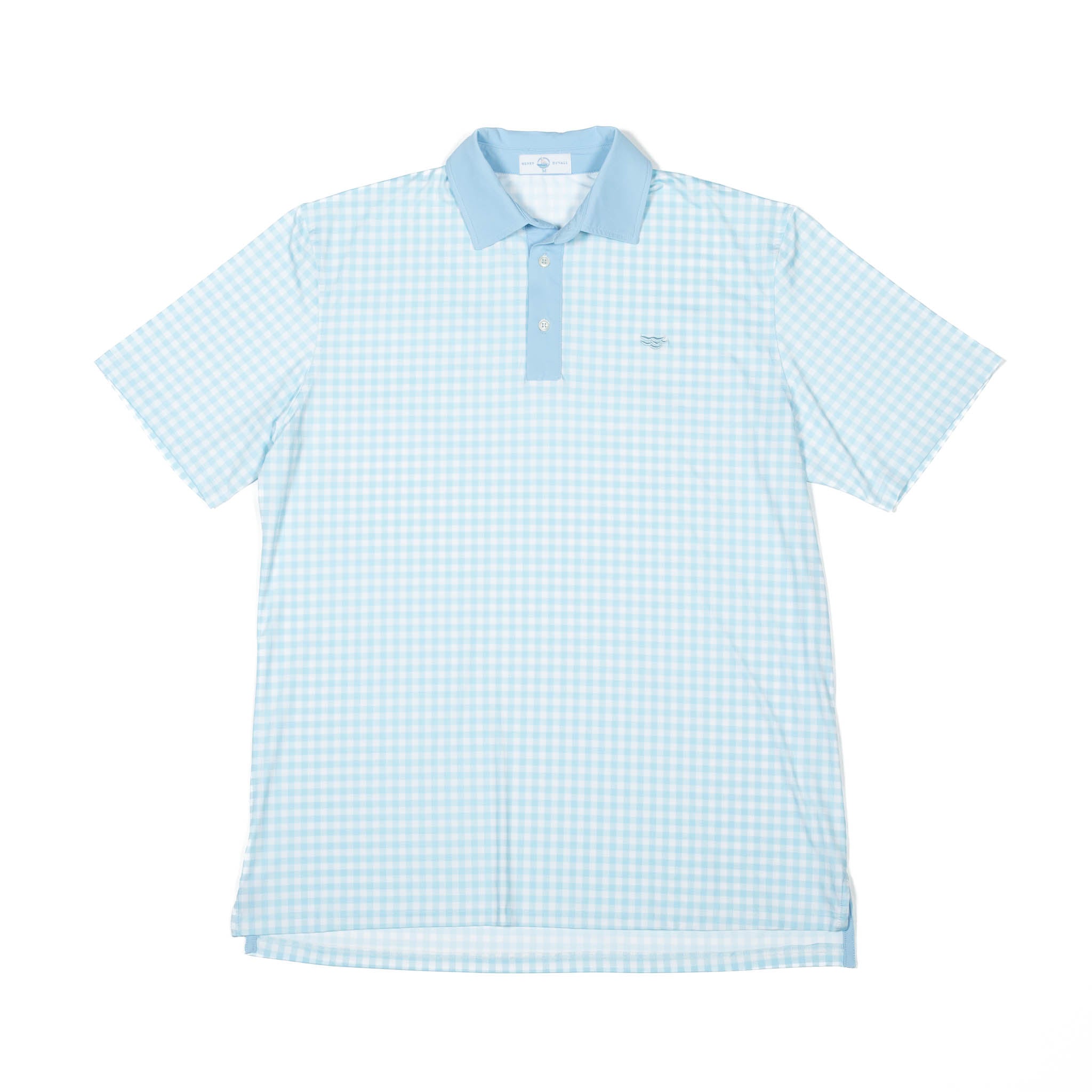 Men's Performance Polo in Blue Gingham - Henry Duvall