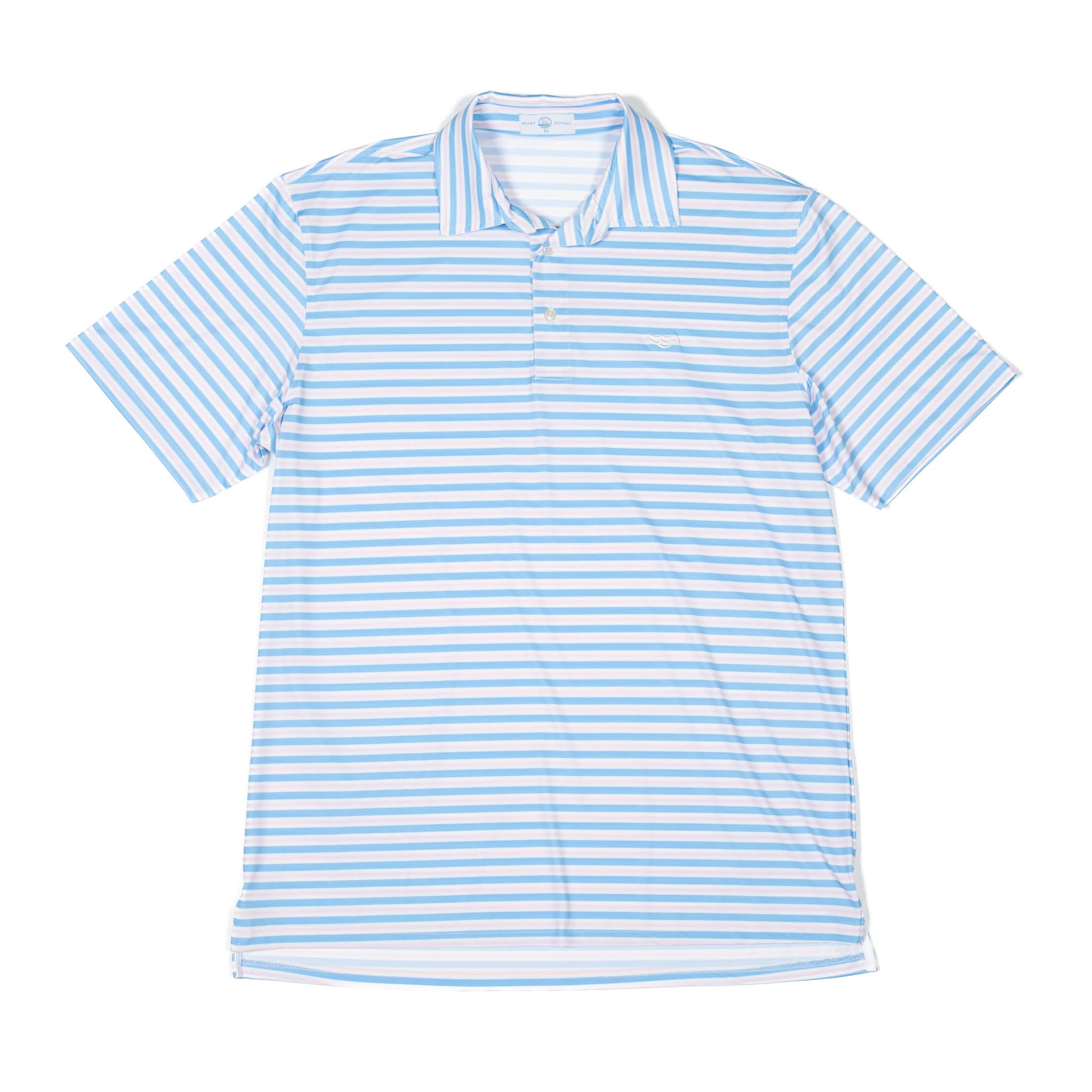 Men's Performance Polo in Blue & Pink Stripe - Henry Duvall