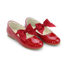 Girls patent leather Mary Jane flats by L’Amour with grosgrain bow elastic strap, perfect for fall parties, portraits, and coordinating with Henry Duvall dresses