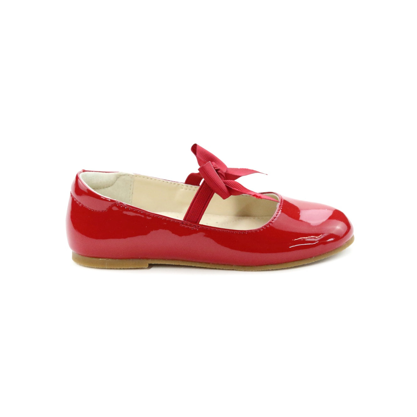 Girls patent leather Mary Jane flats by L’Amour with grosgrain bow elastic strap, perfect for fall parties, portraits, and coordinating with Henry Duvall dresses