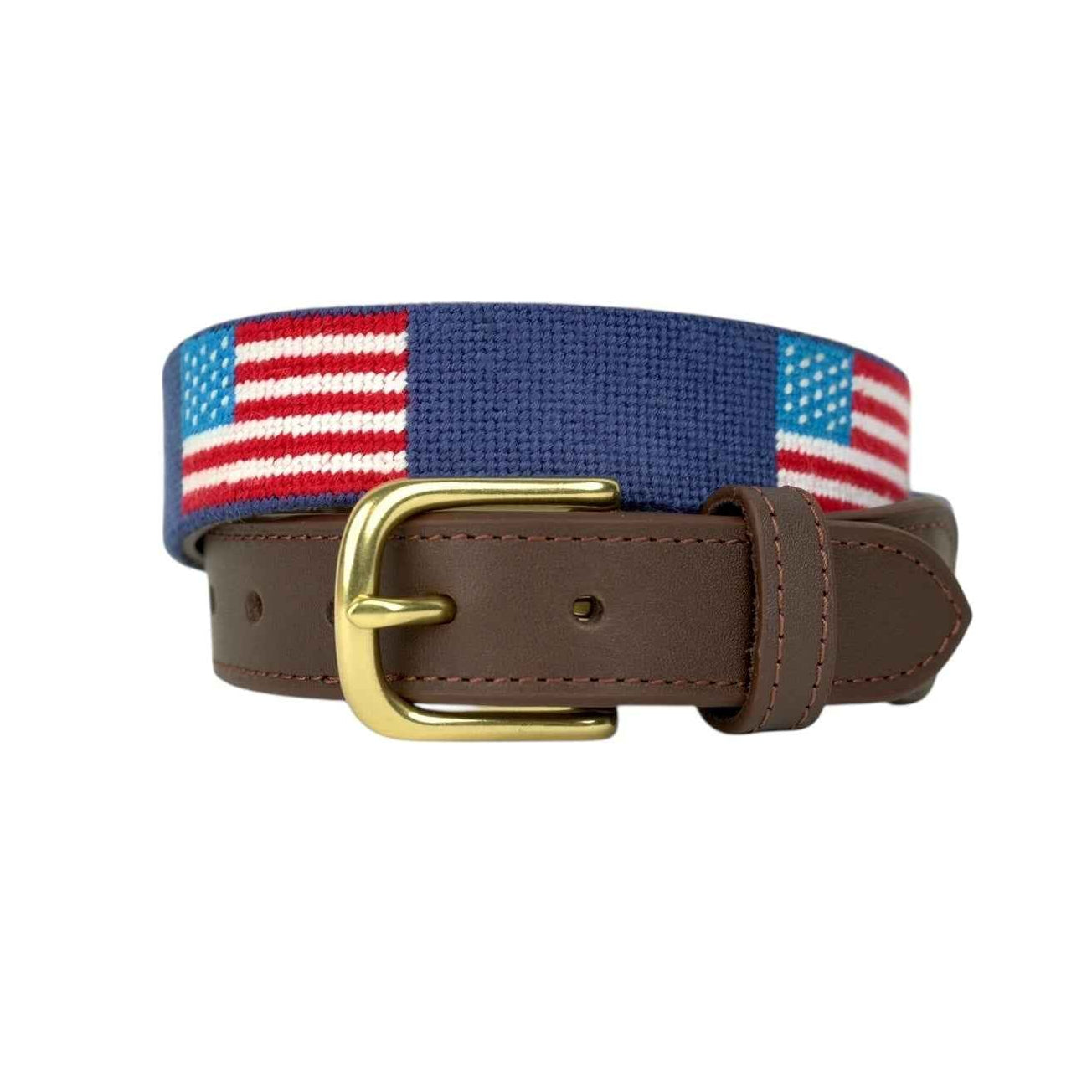Belt with American flag pattern on a white background