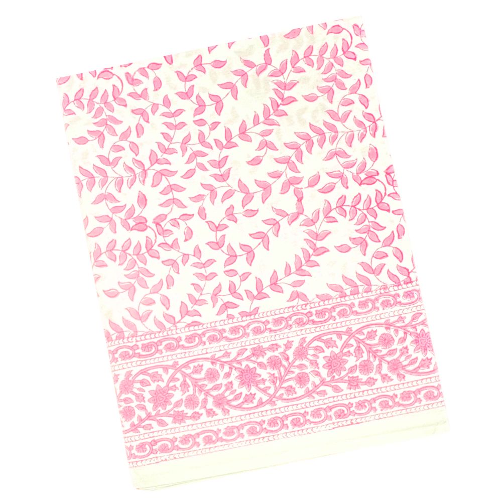 Pink and white patterned fabric on a white background