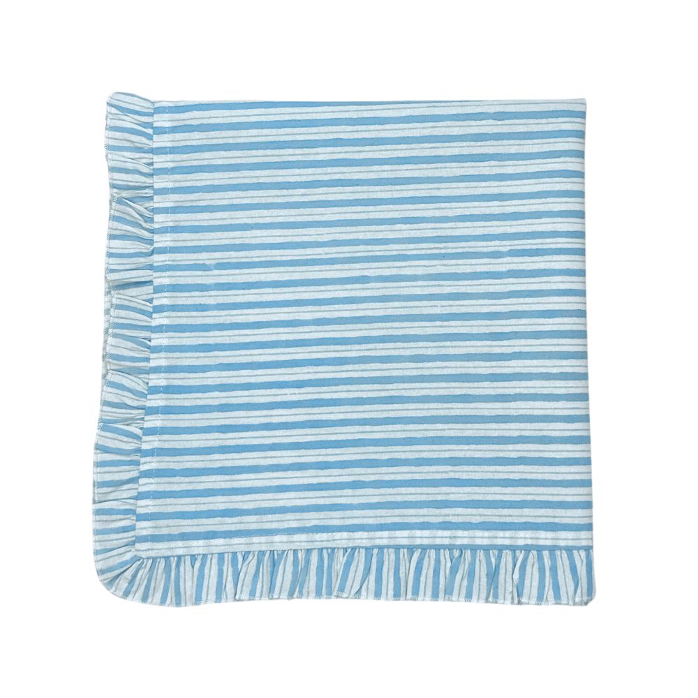 Ruffle Napkin in Blue Stripes, Set of 4  Henry Duvall