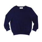 Classic boys navy crewneck sweater, soft anti-pilling knit, ideal for layering with dress shirts or trousers, timeless fall and winter staple from Henry Duvall