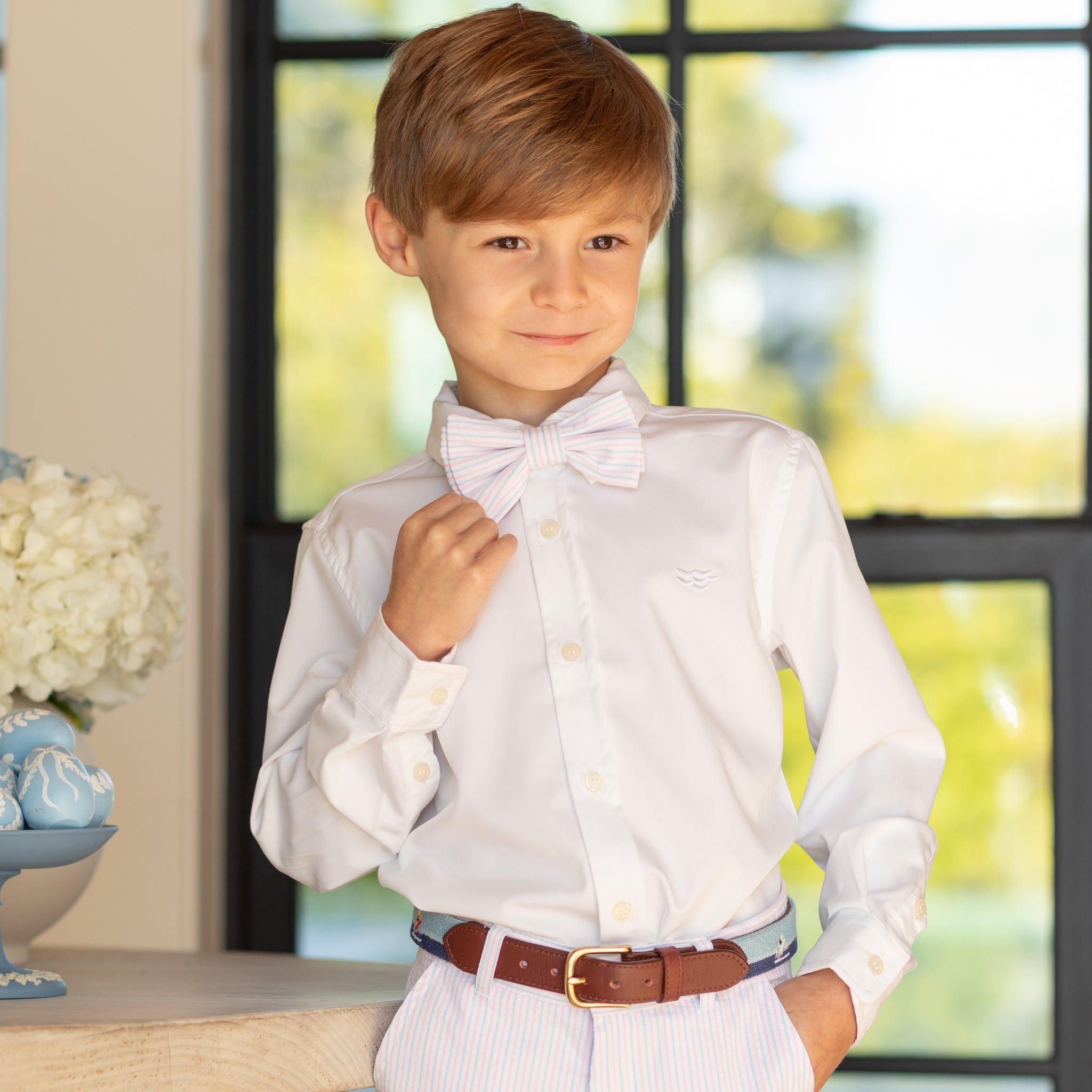 Henry Duvall classic white boys button down shirt, a timeless boys shirt designed for polished, preppy dressing.