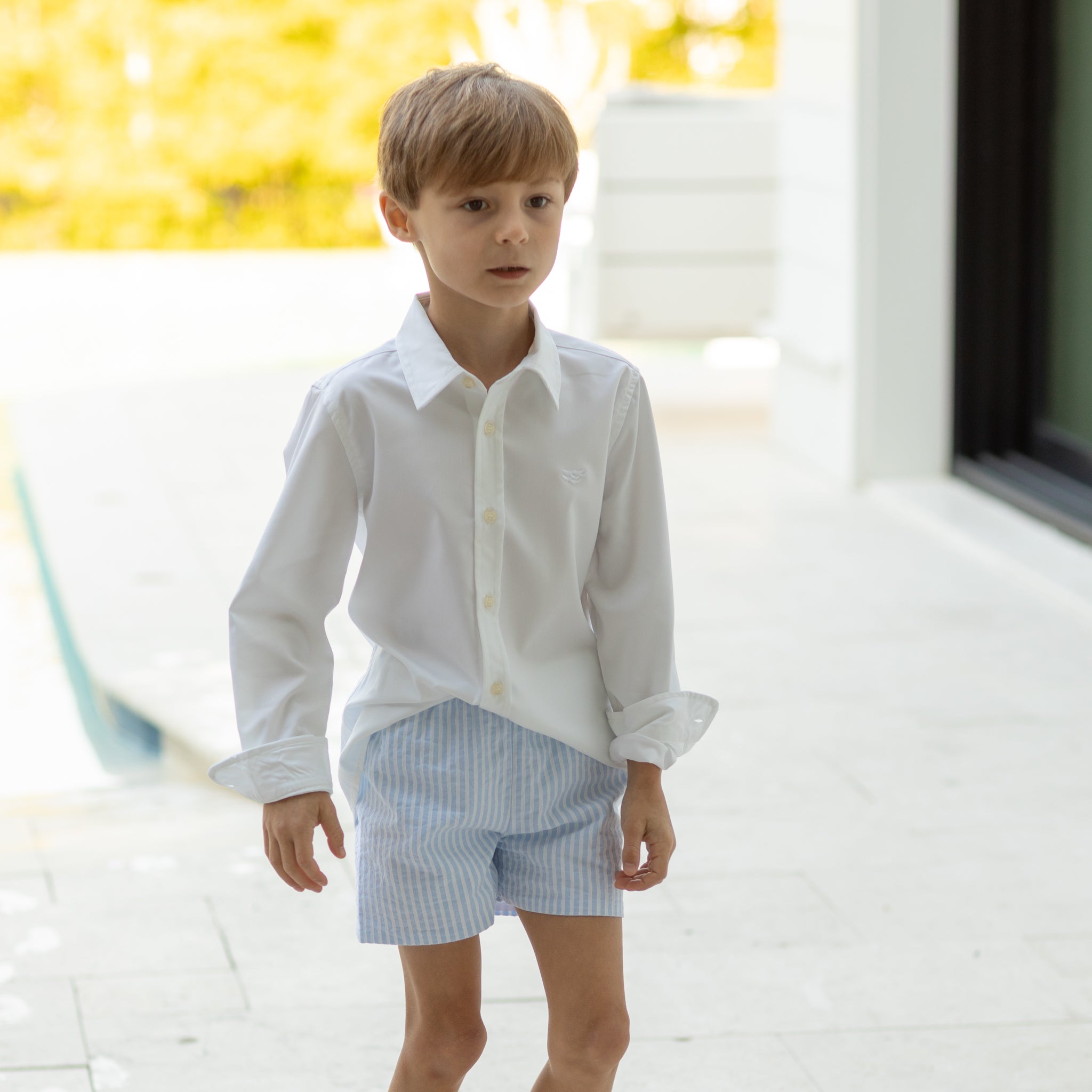 Henry Duvall Liam Shorts for boys in Seaside Stripe, a classic elastic waist pull-on boys short designed for everyday wear