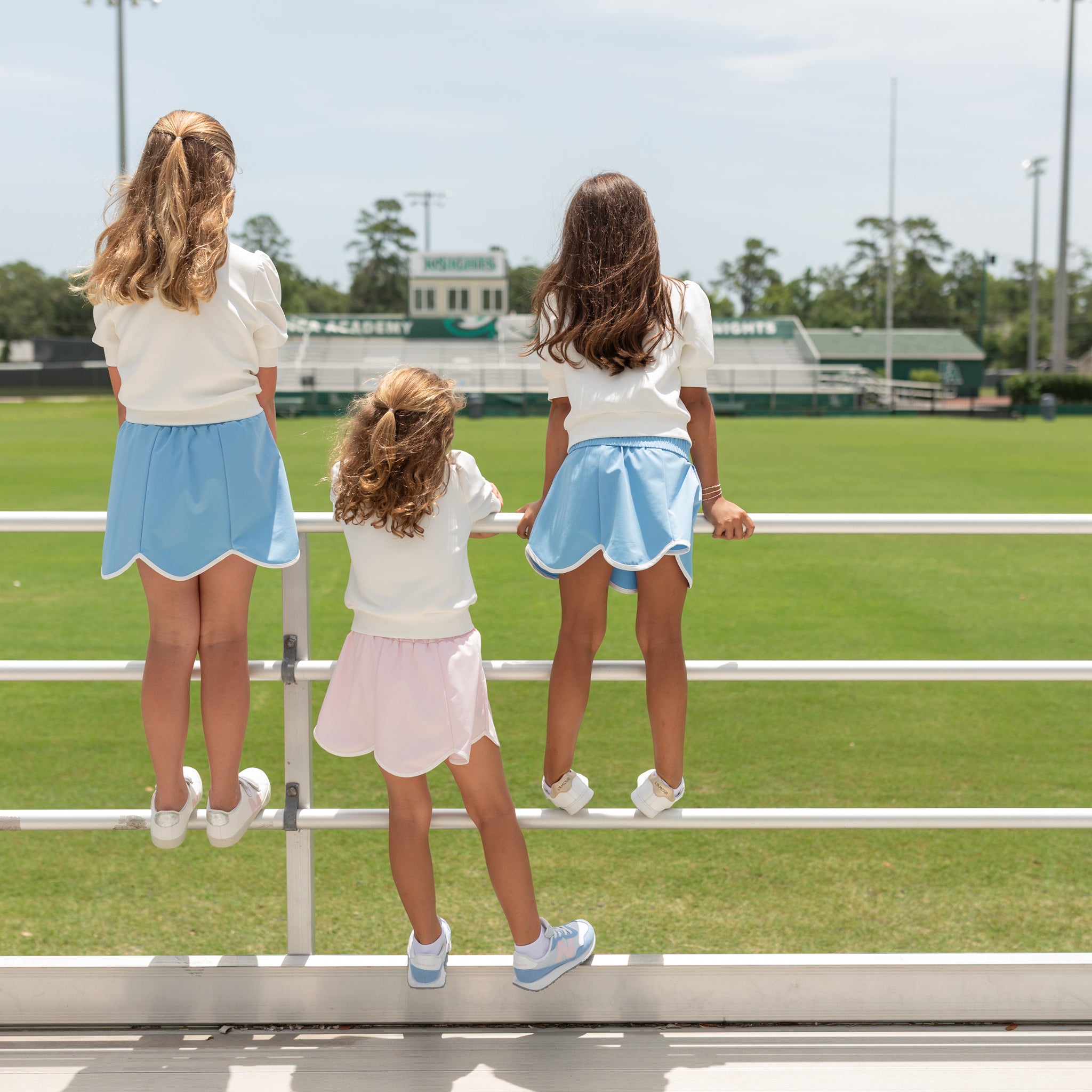 Henry Duvall Scalloped Skort in Fashion Club colors, performance fabric girls skort with scalloped hem, built-in shorts, and hidden pocket—designed by girls for back-to-school outfits
