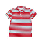 Henry Duvall Match Point Polo in red and white stripes with optional apple embroidery, classic boys back-to-school polo in lightweight performance fabric