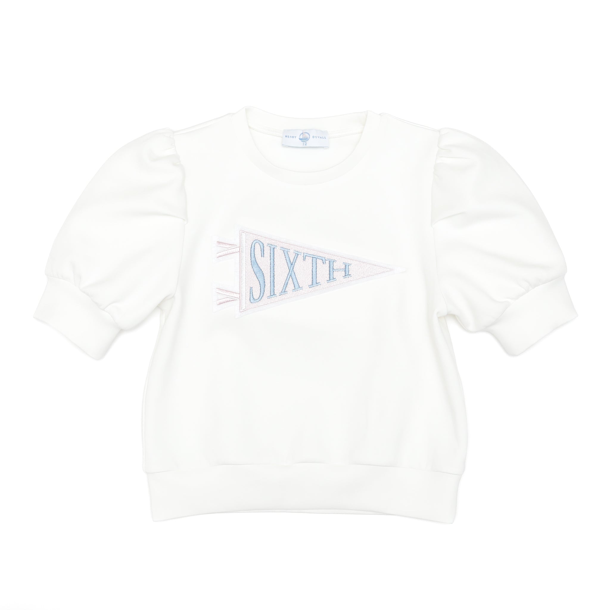 Henry Duvall Pennant Tee featuring appliqué grade pennant, classic back-to-school shirt for kindergarten through fifth grade, perfect for first day of school photos and school milestone celebrations.