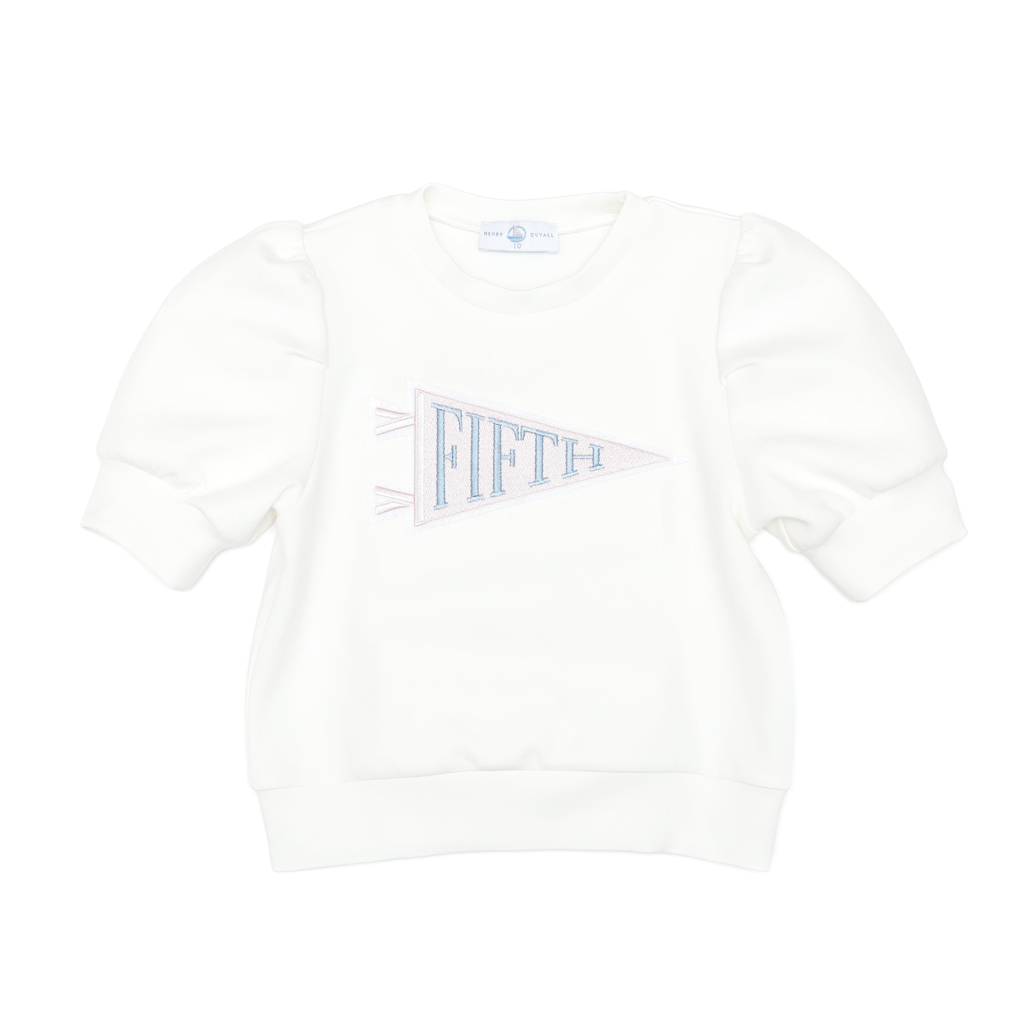 Henry Duvall Pennant Tee featuring appliqué grade pennant, classic back-to-school shirt for kindergarten through fifth grade, perfect for first day of school photos and school milestone celebrations.