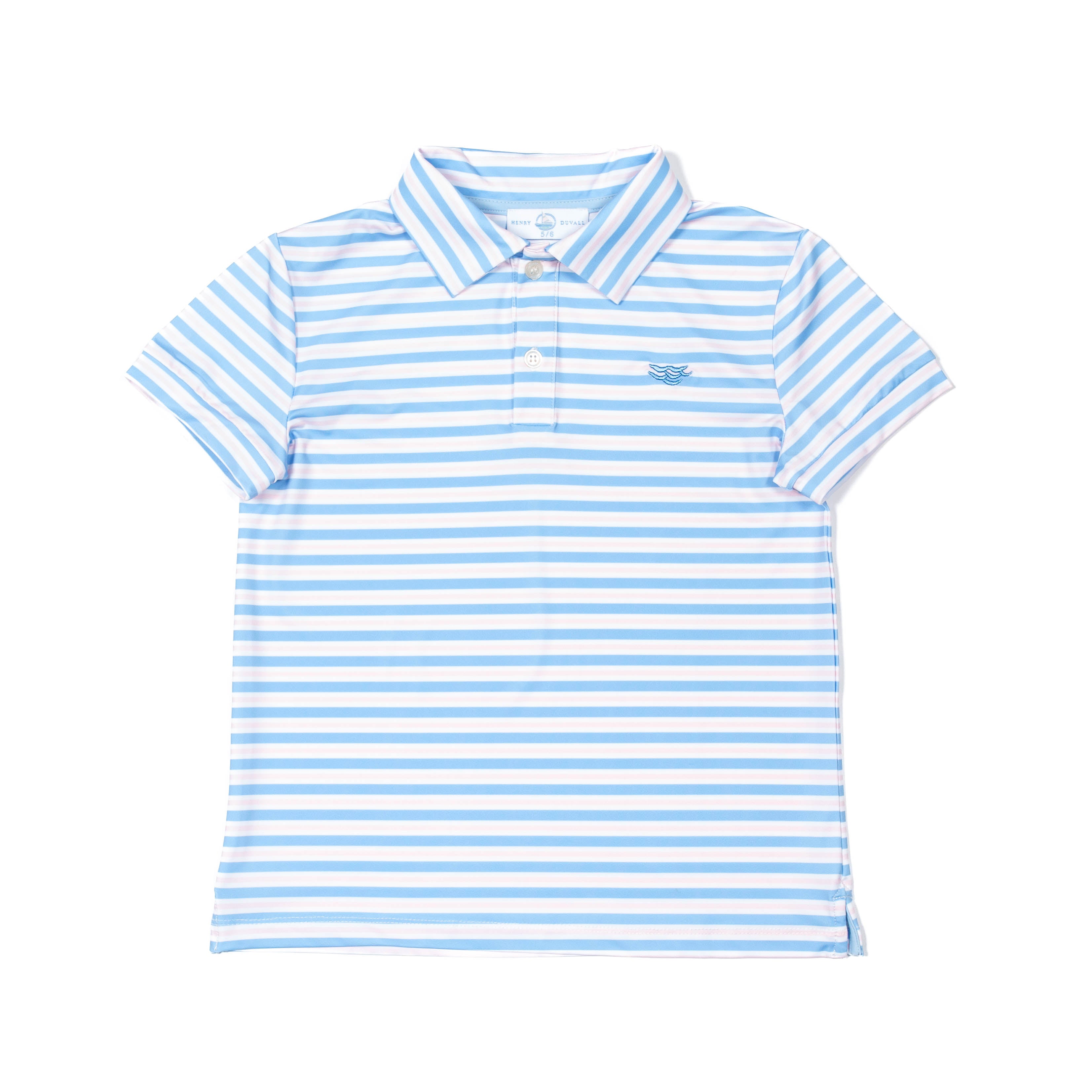 Match Point Polo in Brighton Blue & Pink Stripe