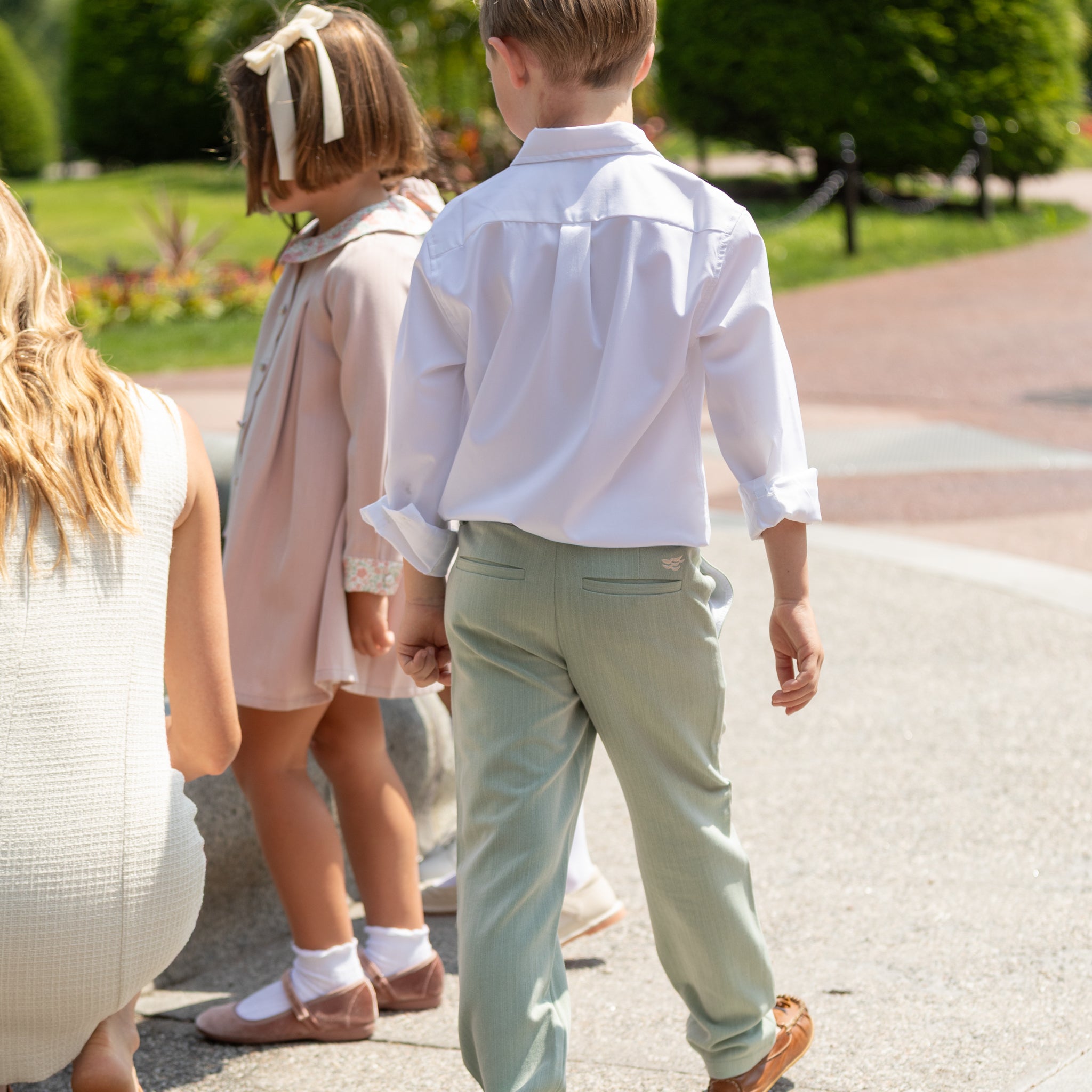 White bamboo boys button down shirt by Henry Duvall, soft and tagless with a comfortable fit for dressing up year-round