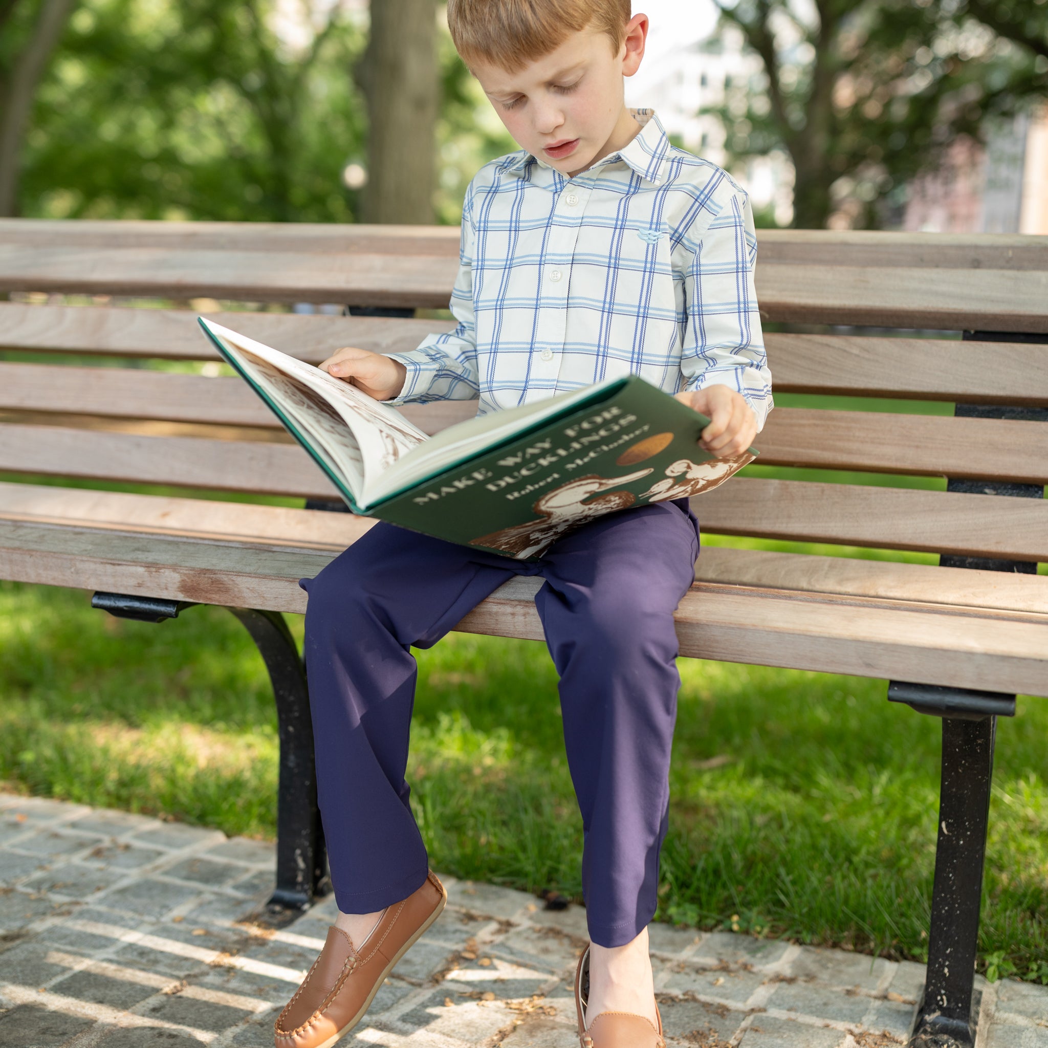 Henry Duvall boys' navy and khaki dress pants, wrinkle-resistant performance trousers with flat front and elastic back, classic boys fall church and school pants