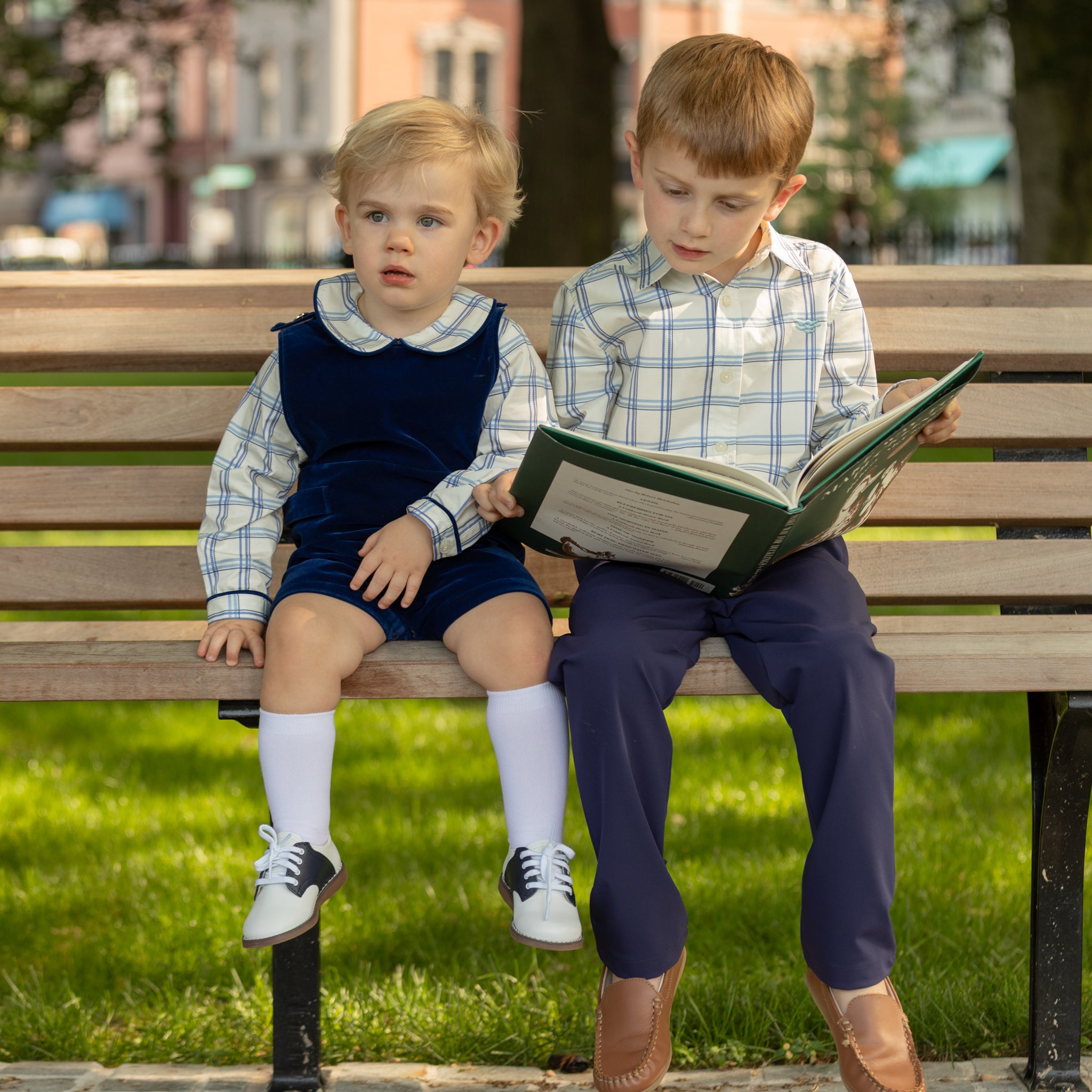 Henry Duvall boys' navy and khaki dress pants, wrinkle-resistant performance trousers with flat front and elastic back, classic boys fall church and school pants