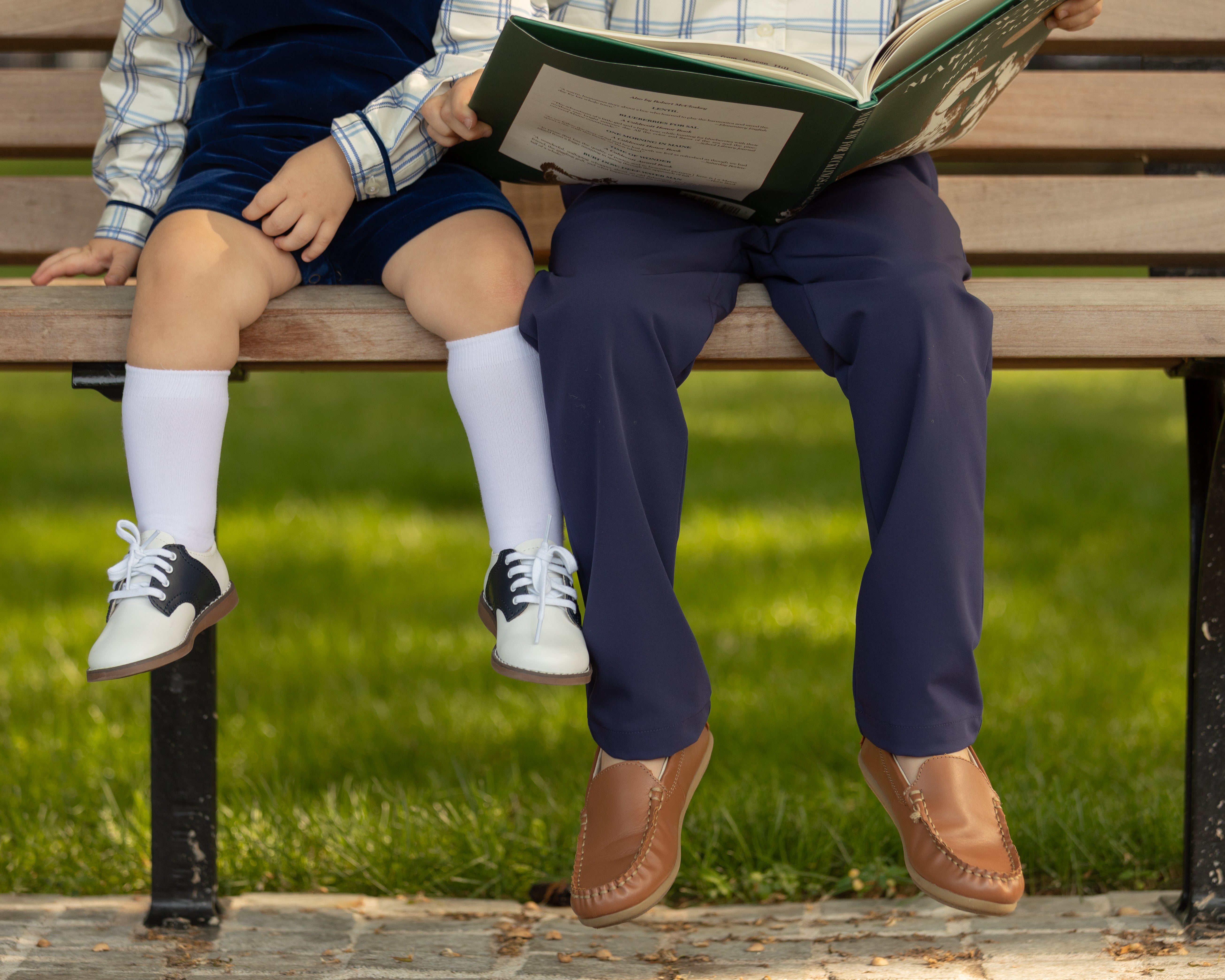 Classic white nylon knee high socks for girls and toddlers, lightweight with ribbed stay-up top, designed for comfort and perfect fit, ideal for pairing with Mary Janes or dress shoes from Henry Duvall’s Fall Collection