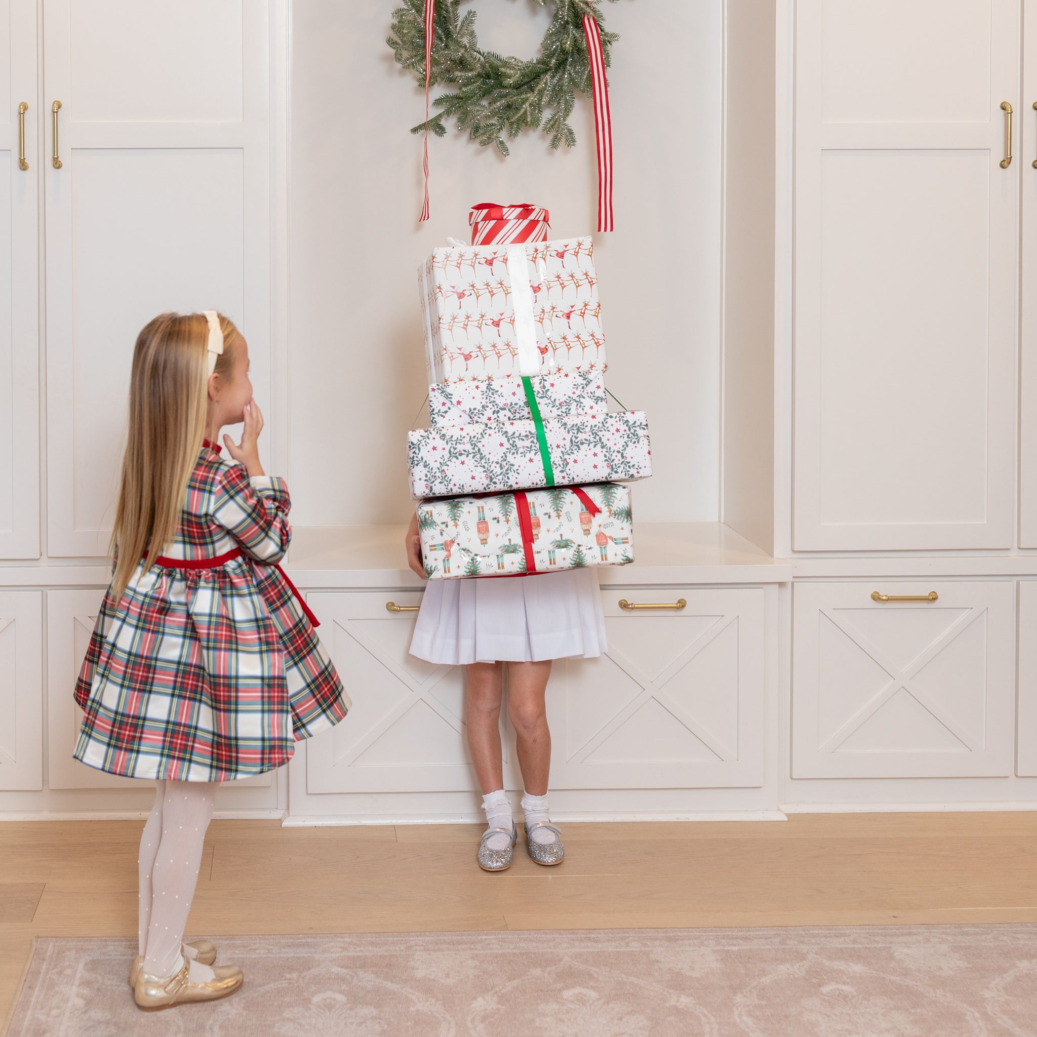 Girl's plaid holiday dress in Townsend Tartan with bow waist detail, vintage-inspired fit, perfect for family photos and festive gatherings – Henry Duvall classic