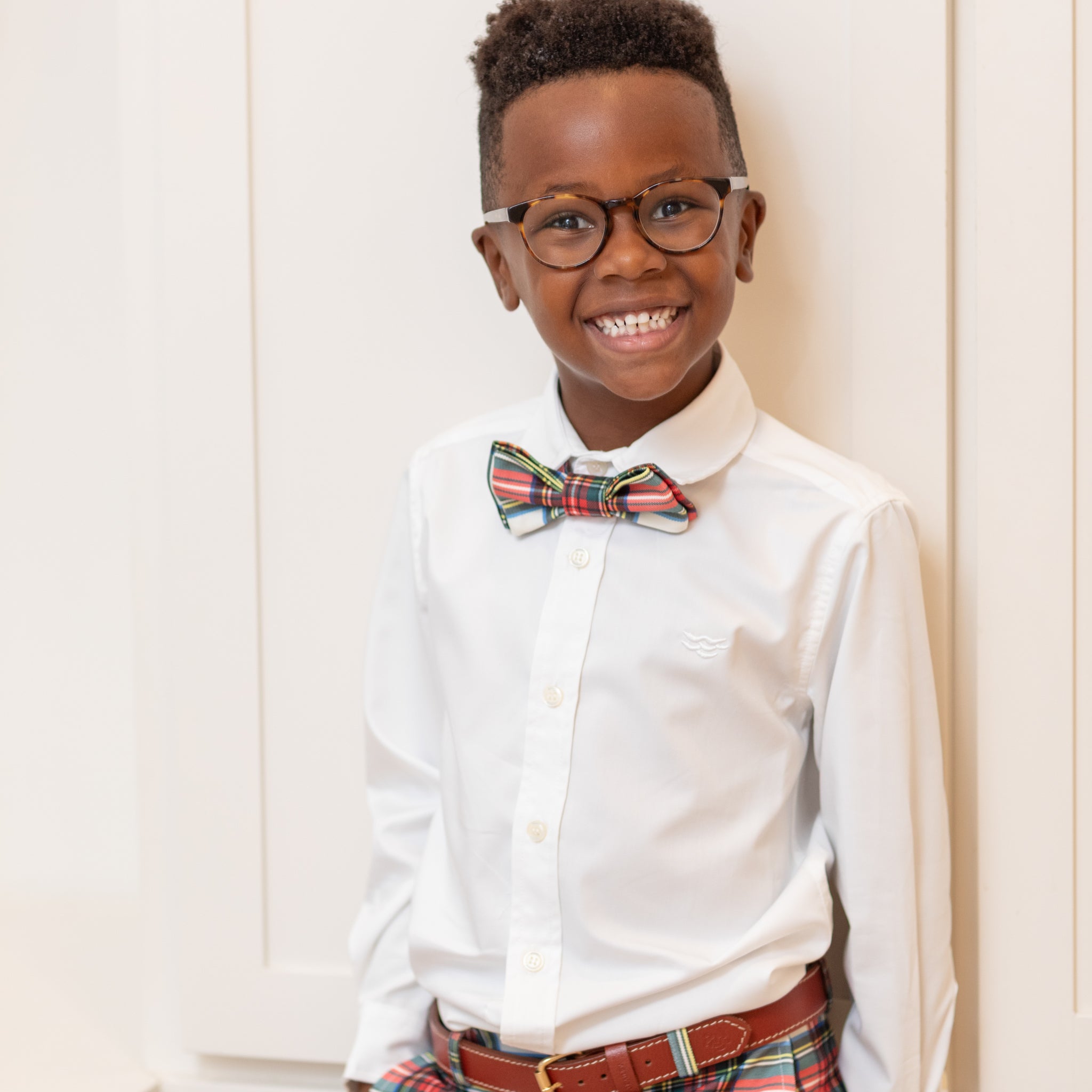 White bamboo boys button down shirt by Henry Duvall, soft and tagless with a comfortable fit for dressing up year-round