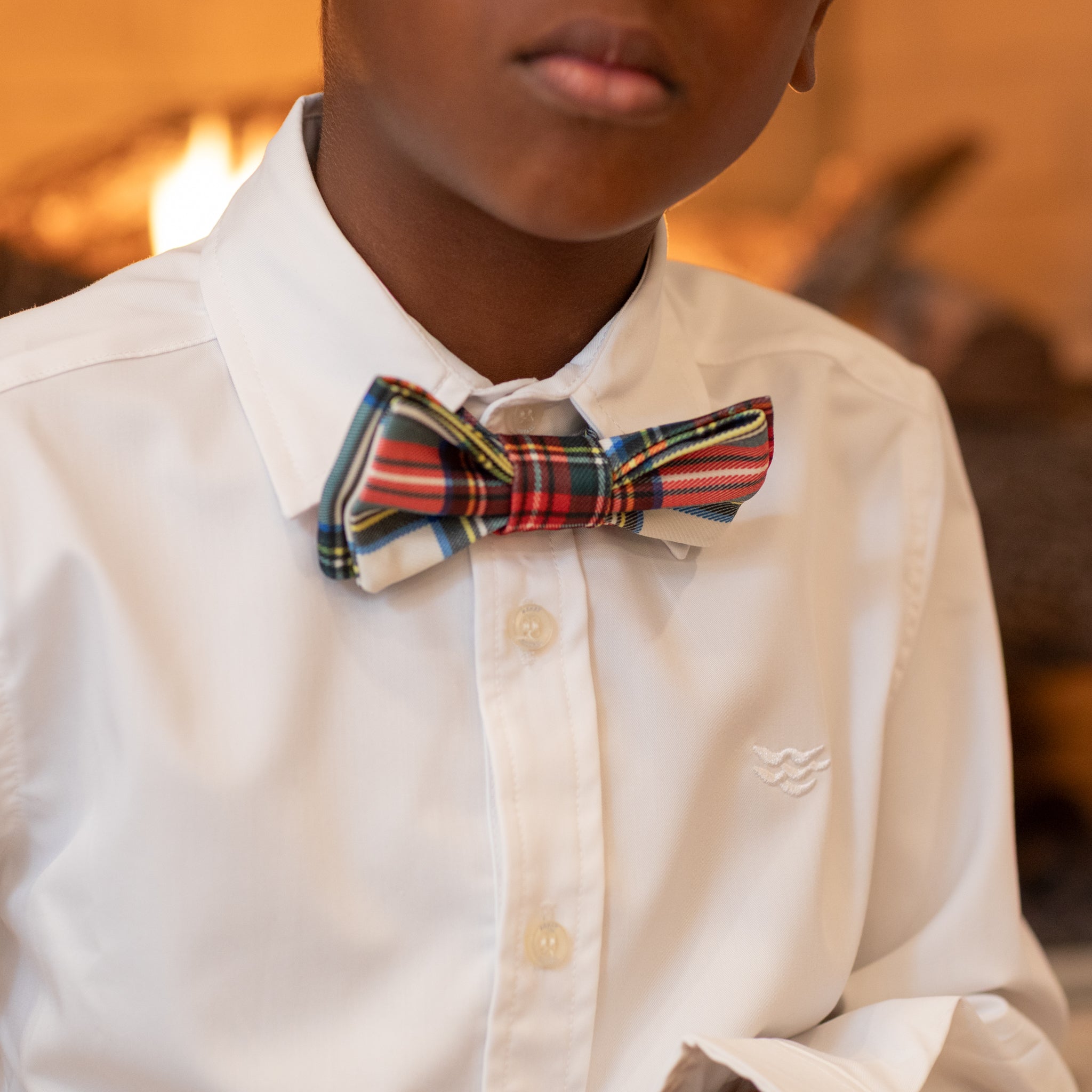 White bamboo boys button down shirt by Henry Duvall, soft and tagless with a comfortable fit for dressing up year-round