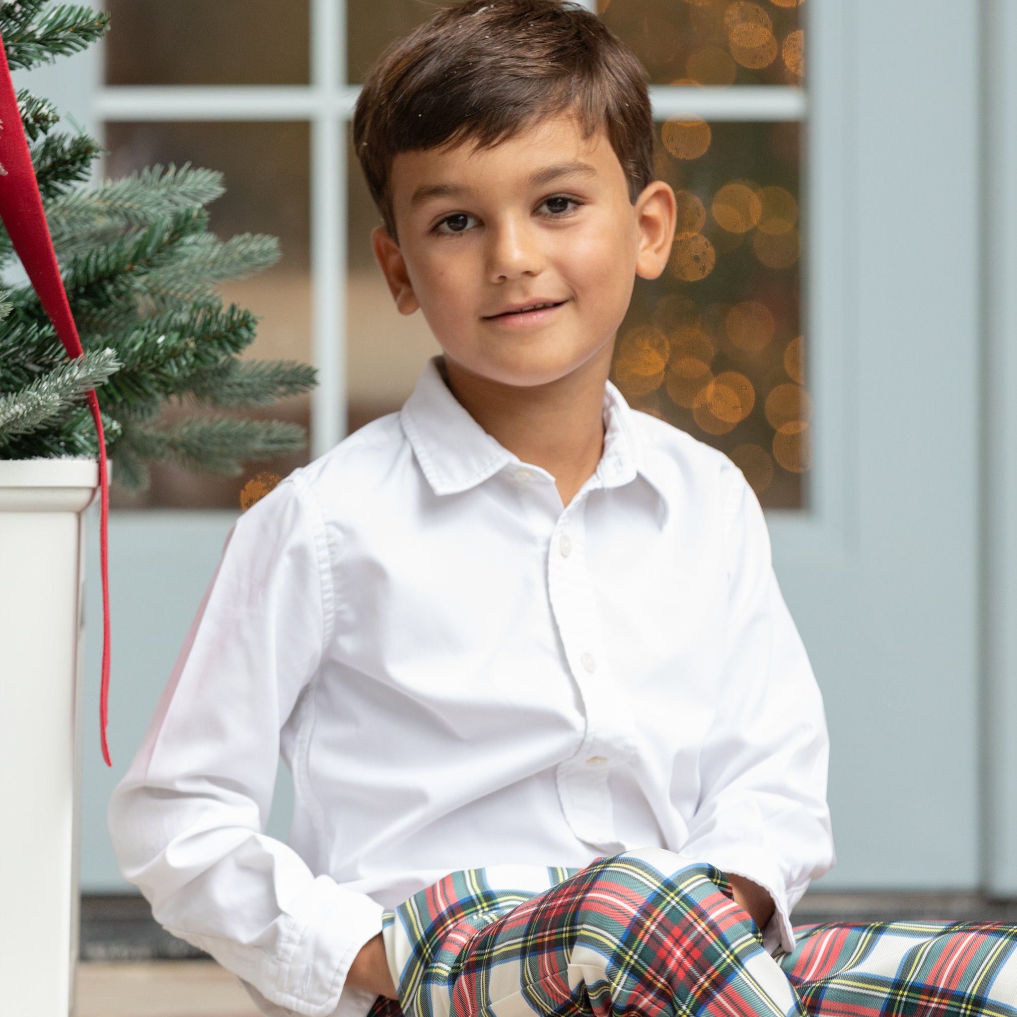 White bamboo boys button down shirt by Henry Duvall, soft and tagless with a comfortable fit for dressing up year-round