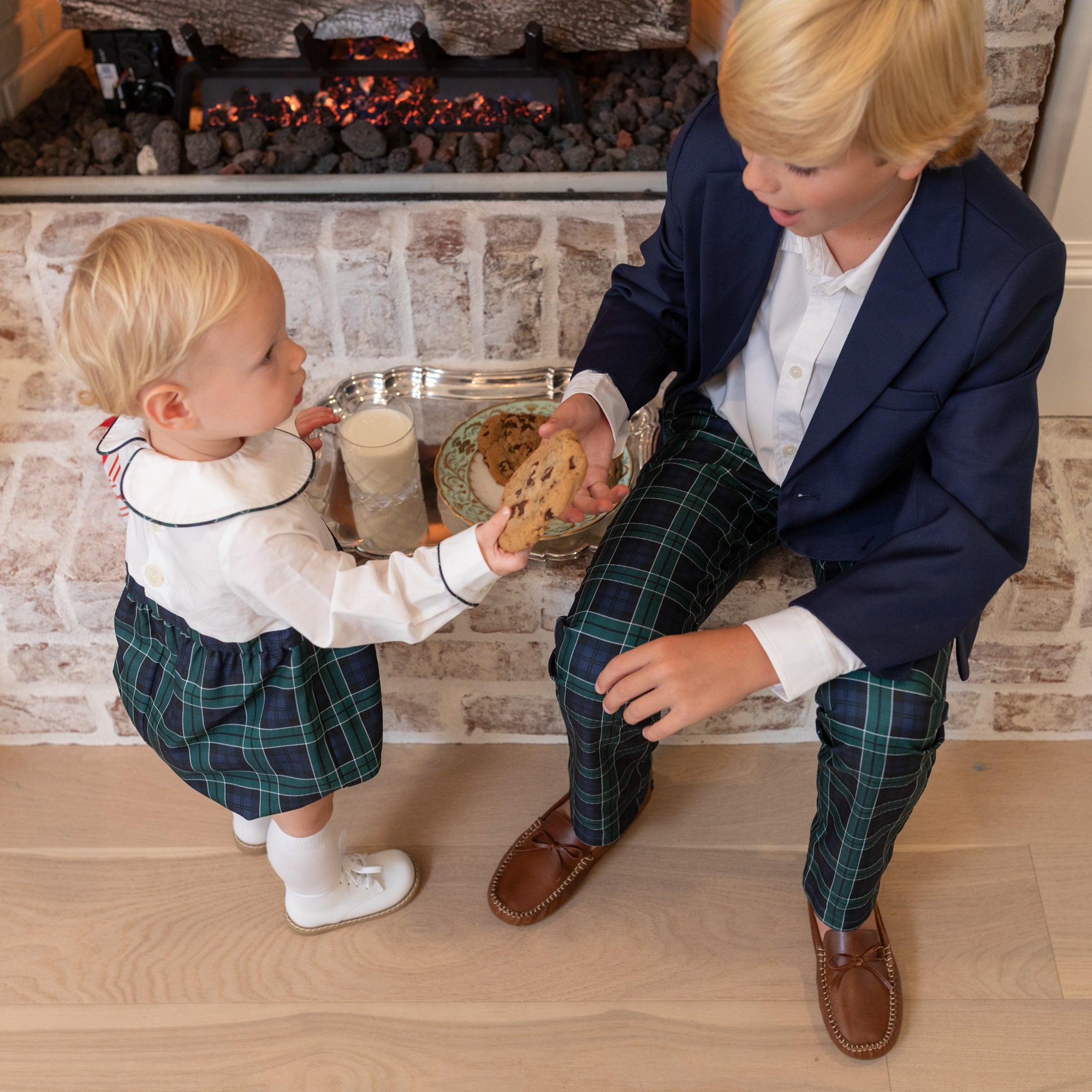 Henry Duvall Wentworth Blazer for boys in classic navy with gold HD branded buttons, timeless children’s holiday blazer for church, portraits, and special occasions