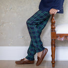 Boys holiday trousers in classic green and navy tartan, tailored Christmas pants for older boys with coordinating sibling outfits from Henry Duvall