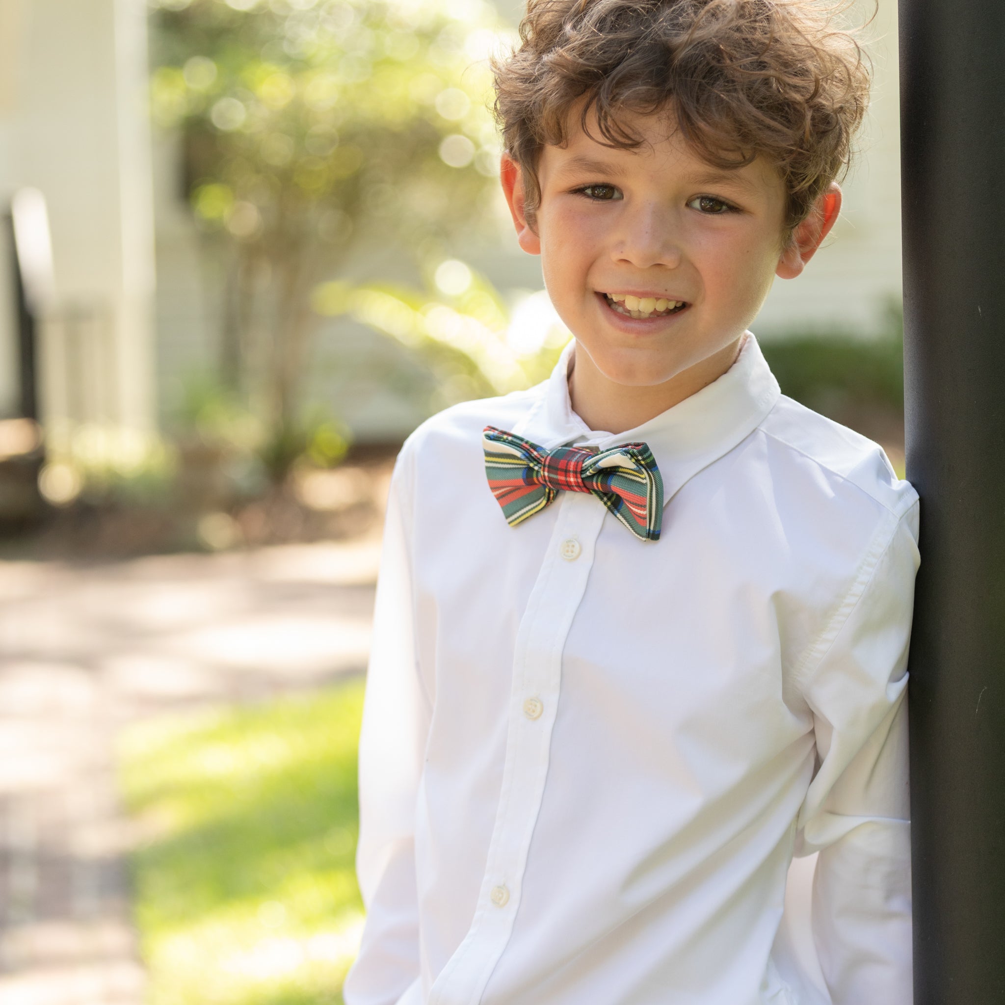 White bamboo boys button down shirt by Henry Duvall, soft and tagless with a comfortable fit for dressing up year-round