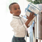 Boys holiday short set in Newbury Tartan with white poplin top and tartan trim, festive Christmas outfit for boys with coordinating sibling options