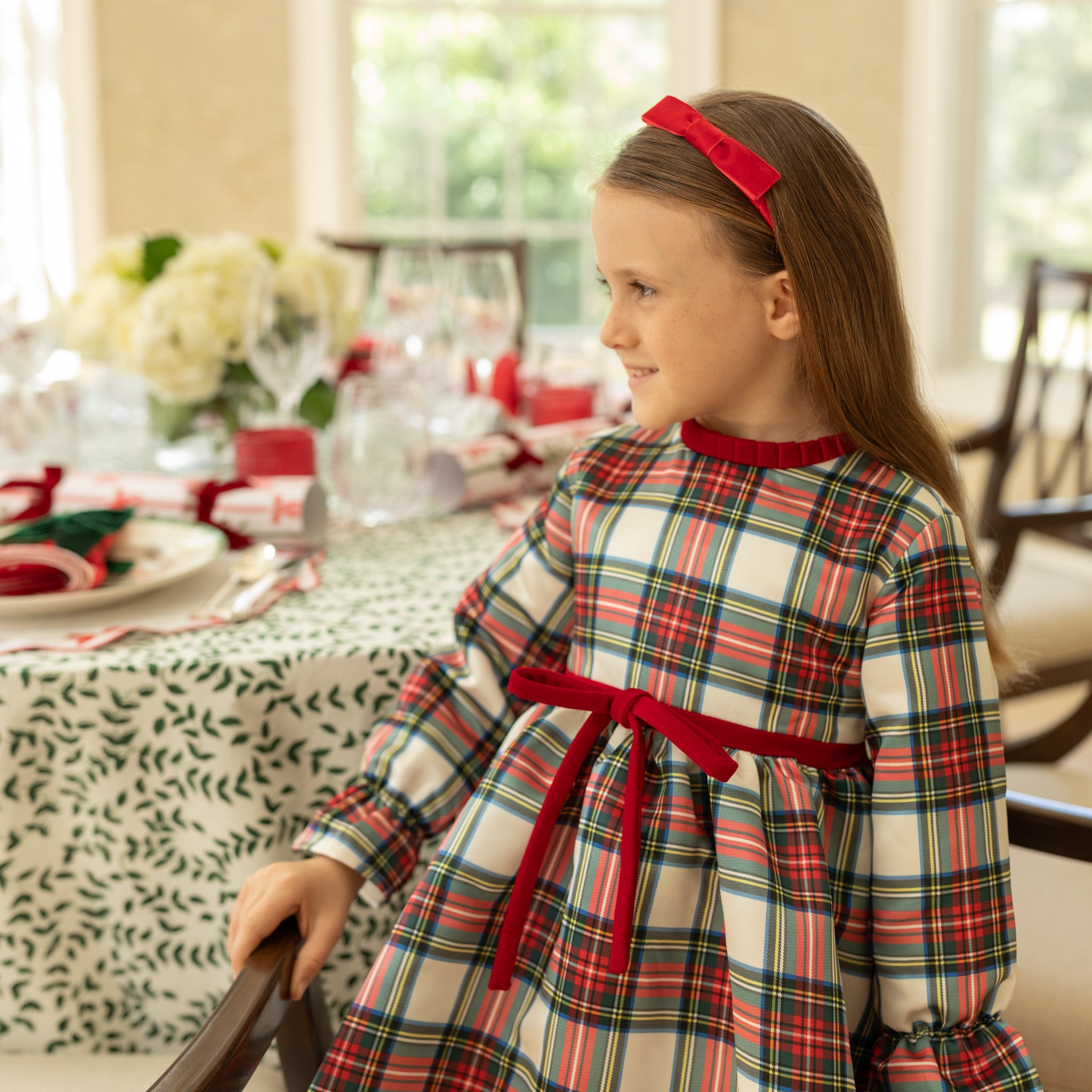 Velvet Lottie Headband by Winn & William, classic girls bow headband hand-wrapped in velvet, perfect accessory for holiday outfits and family portraits