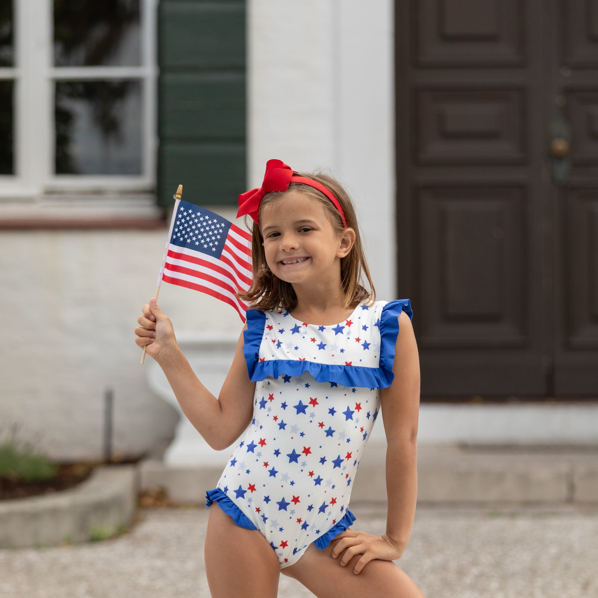 Henry Duvall Girl's Patriotic Swimsuit