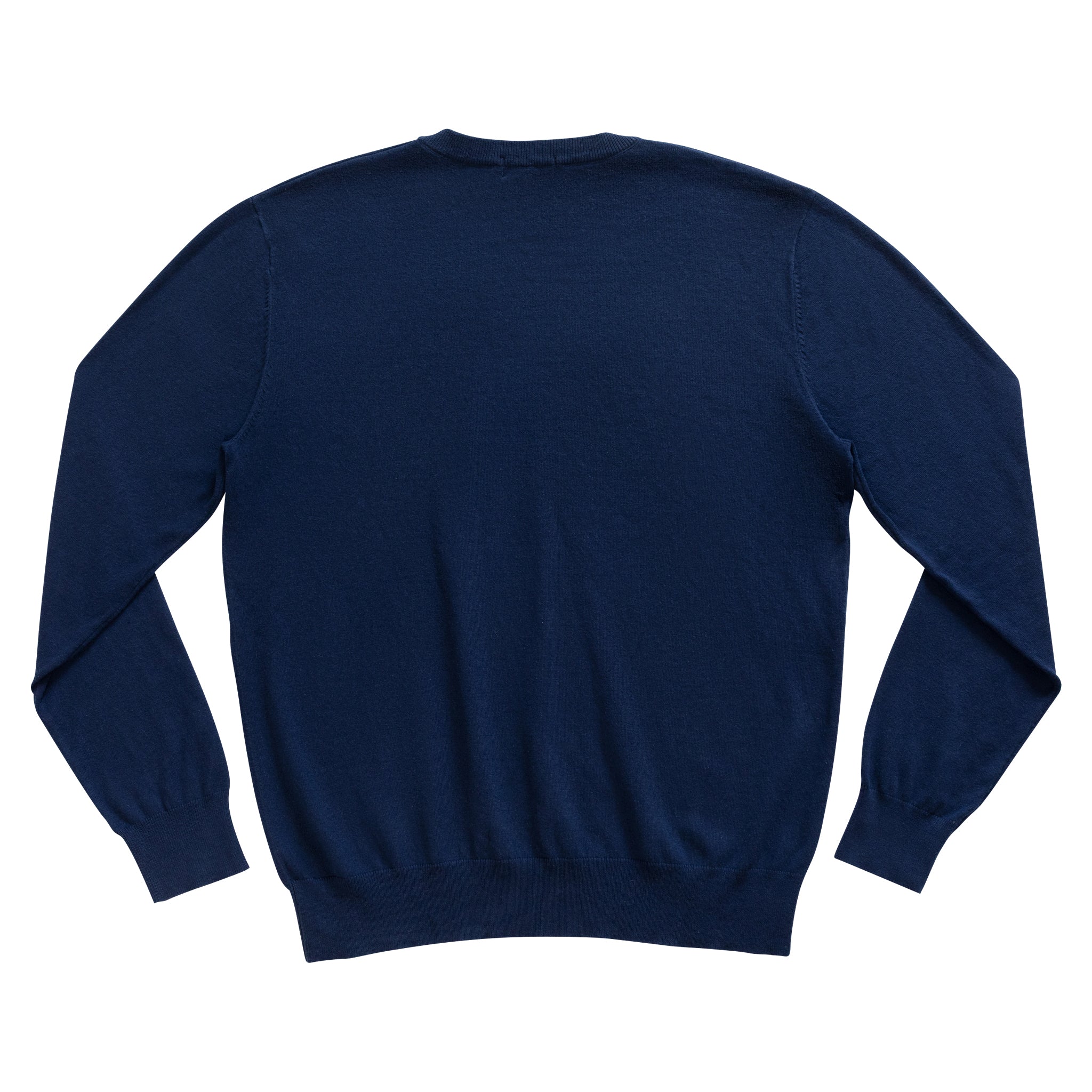 Men’s classic navy crewneck sweater by Henry Duvall, soft anti-pilling knit for fall layering, coordinates with children's styles for timeless father-son looks