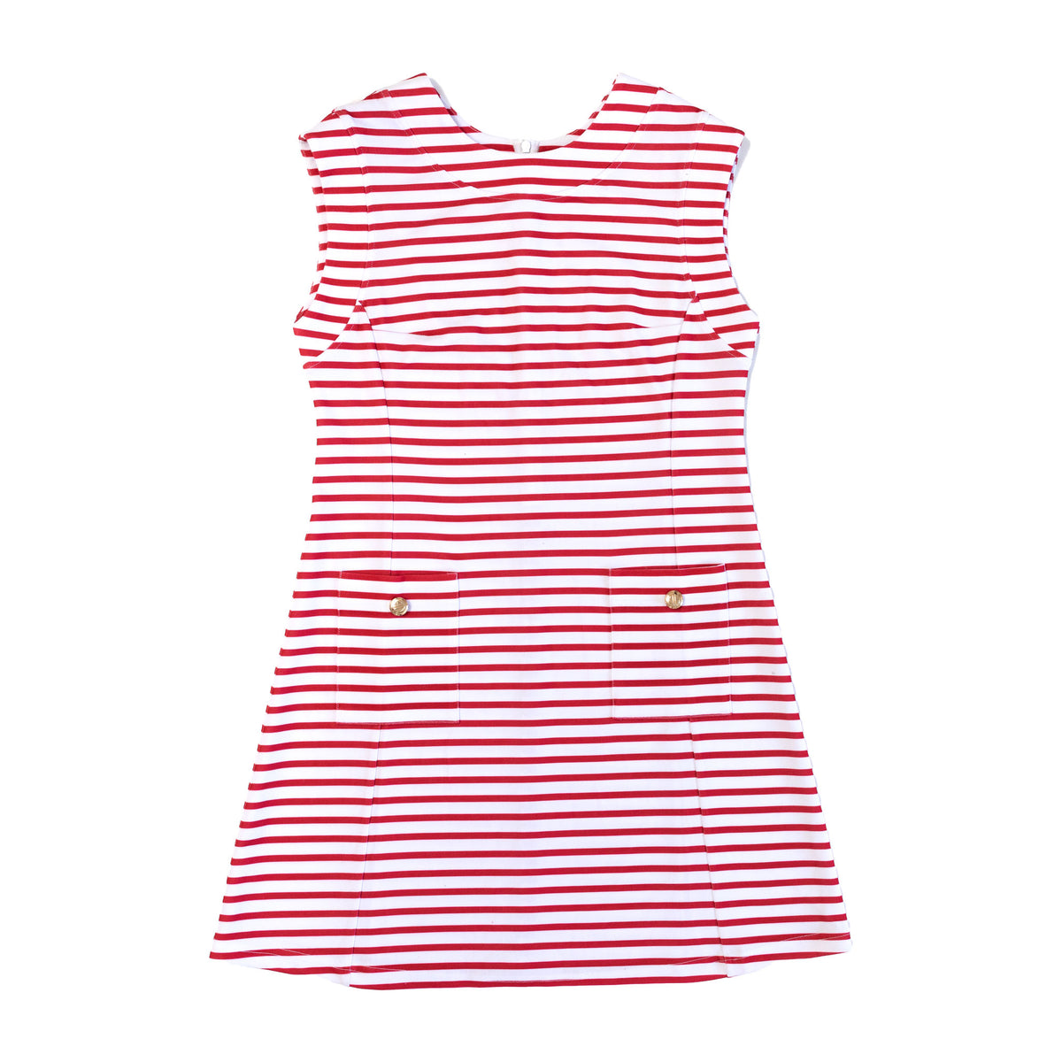 The Laine Dress in Rhode Island Red & White Stripe XL