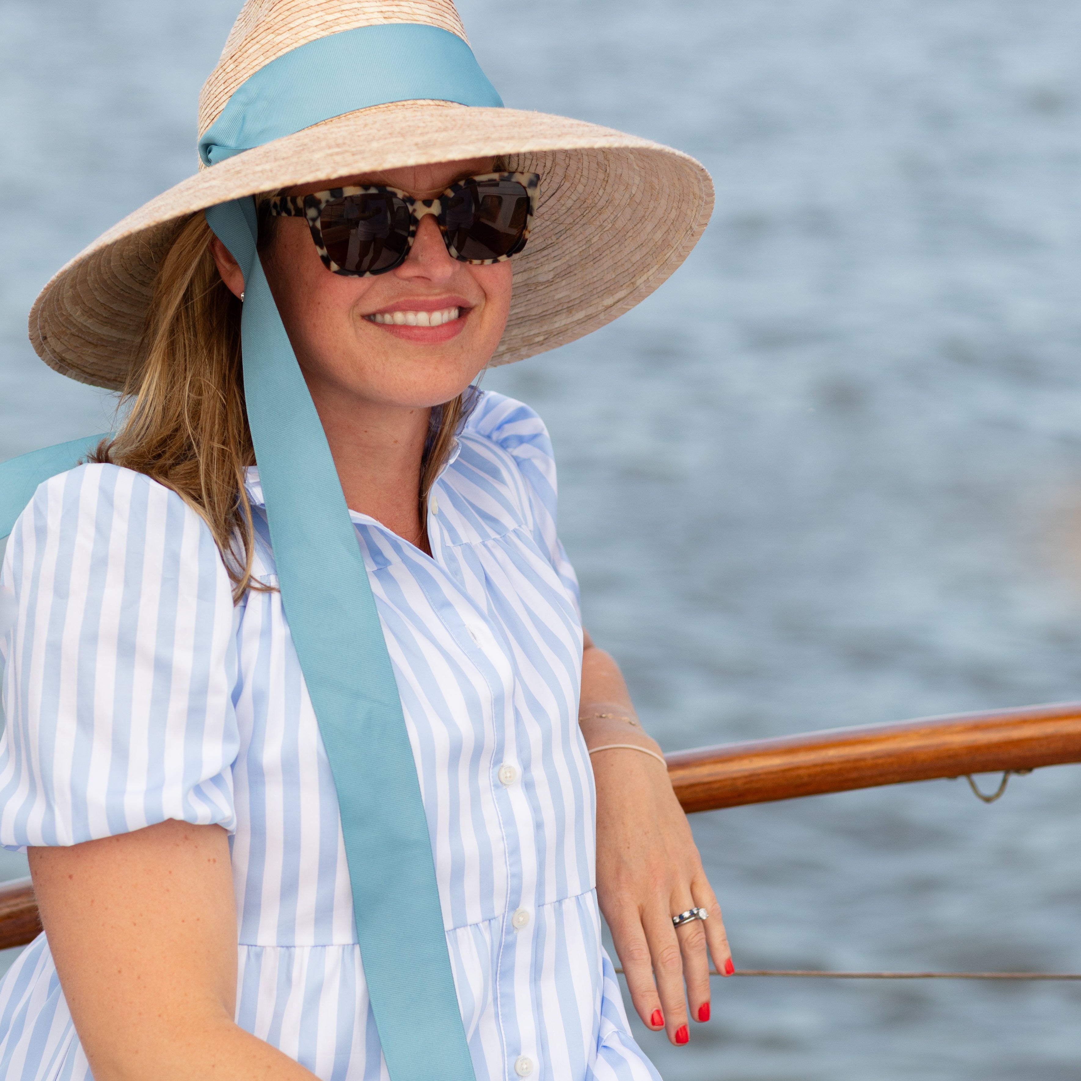 Hollyhock Sun Hat - White Long Grosgrain Ribbon - Henry Duvall