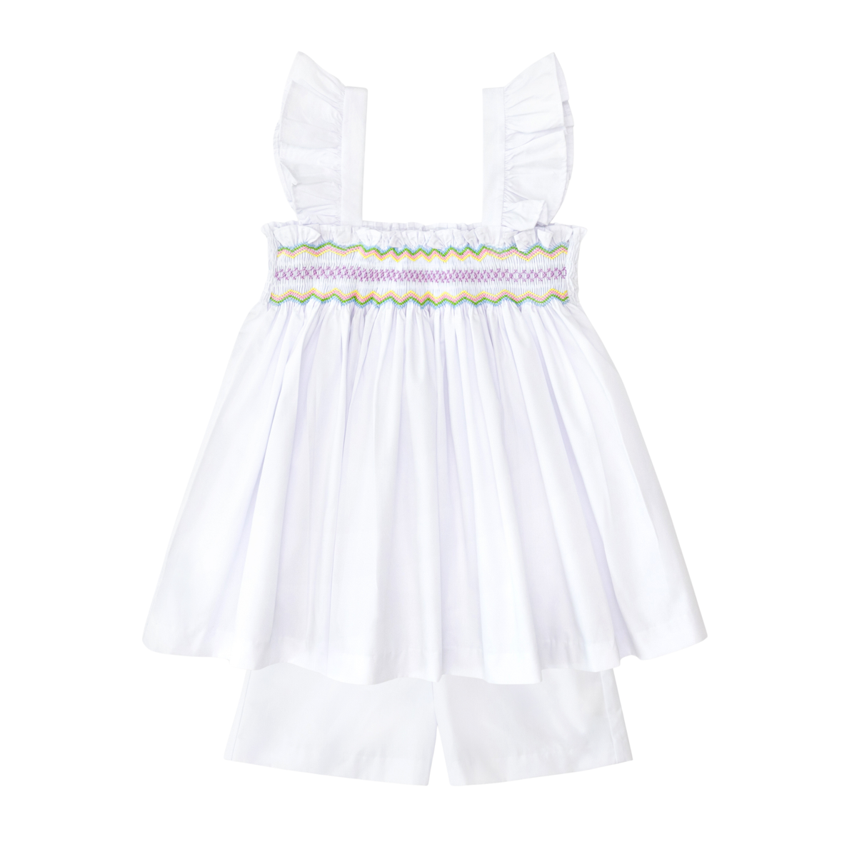 The Harper Set in Classic White with Rainbow Smocking – Henry Duvall